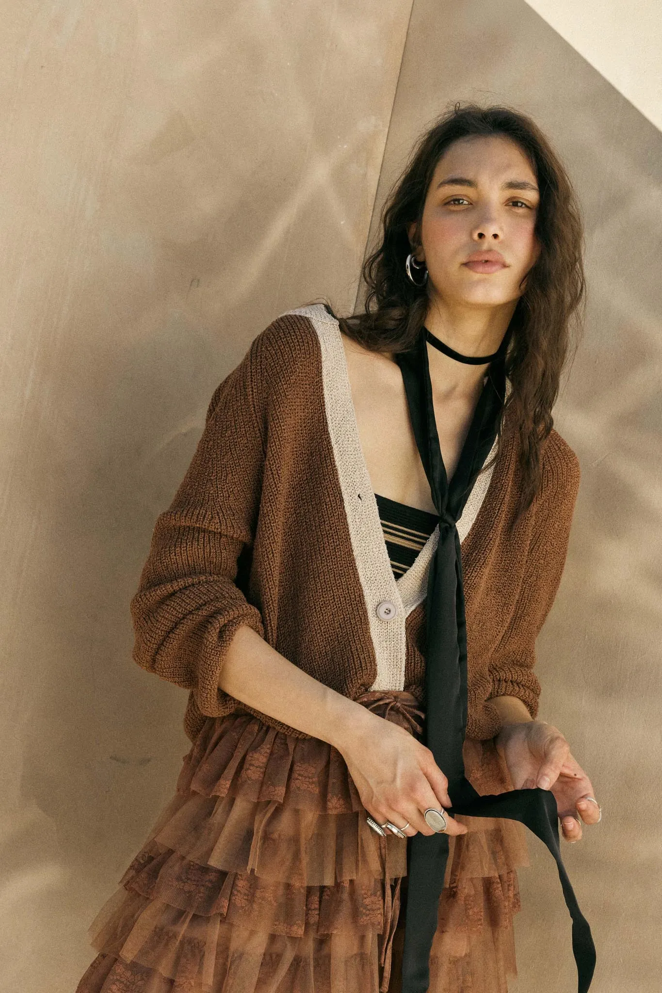 Meant to Be Contrast Knit Cropped Cardigan sold by Promesa