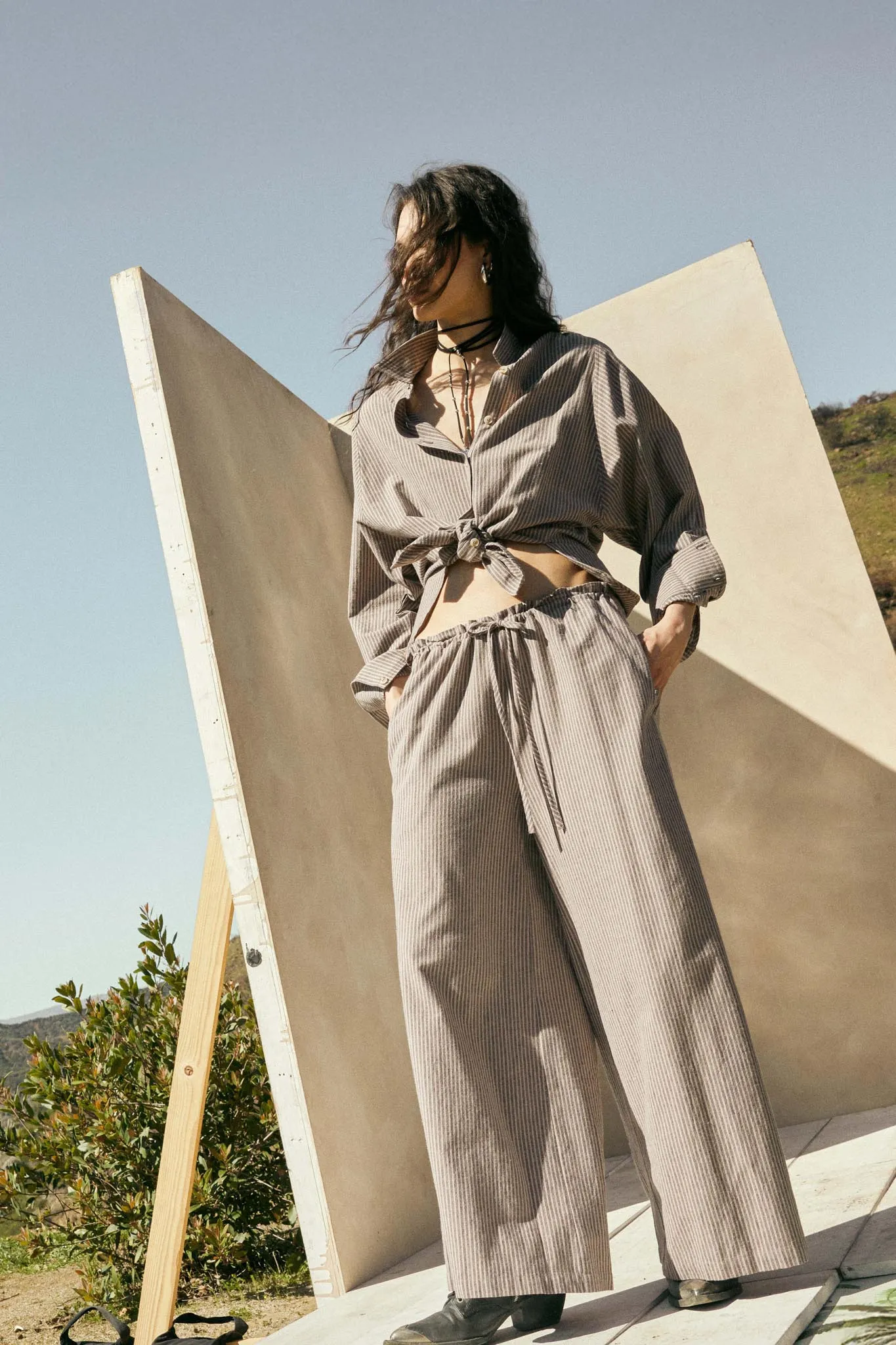 Set It Straight Double Pinstripe Wide-Leg Pants sold by Promesa product image thumbnail 3