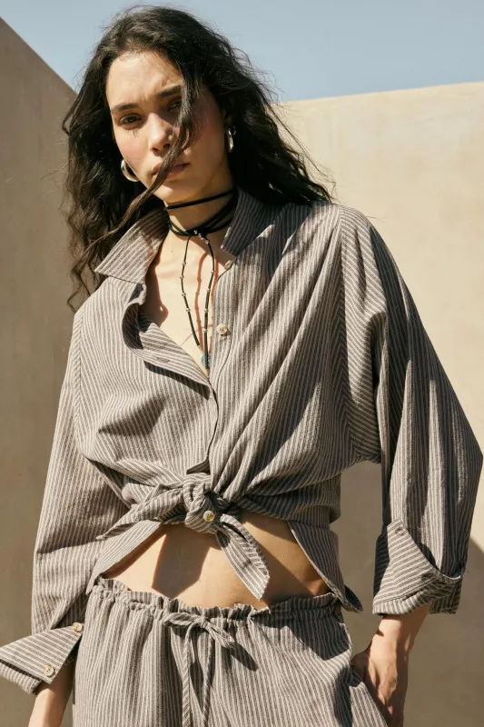 Straight Ahead Double Pinstripe Button-Up Shirt sold by Promesa