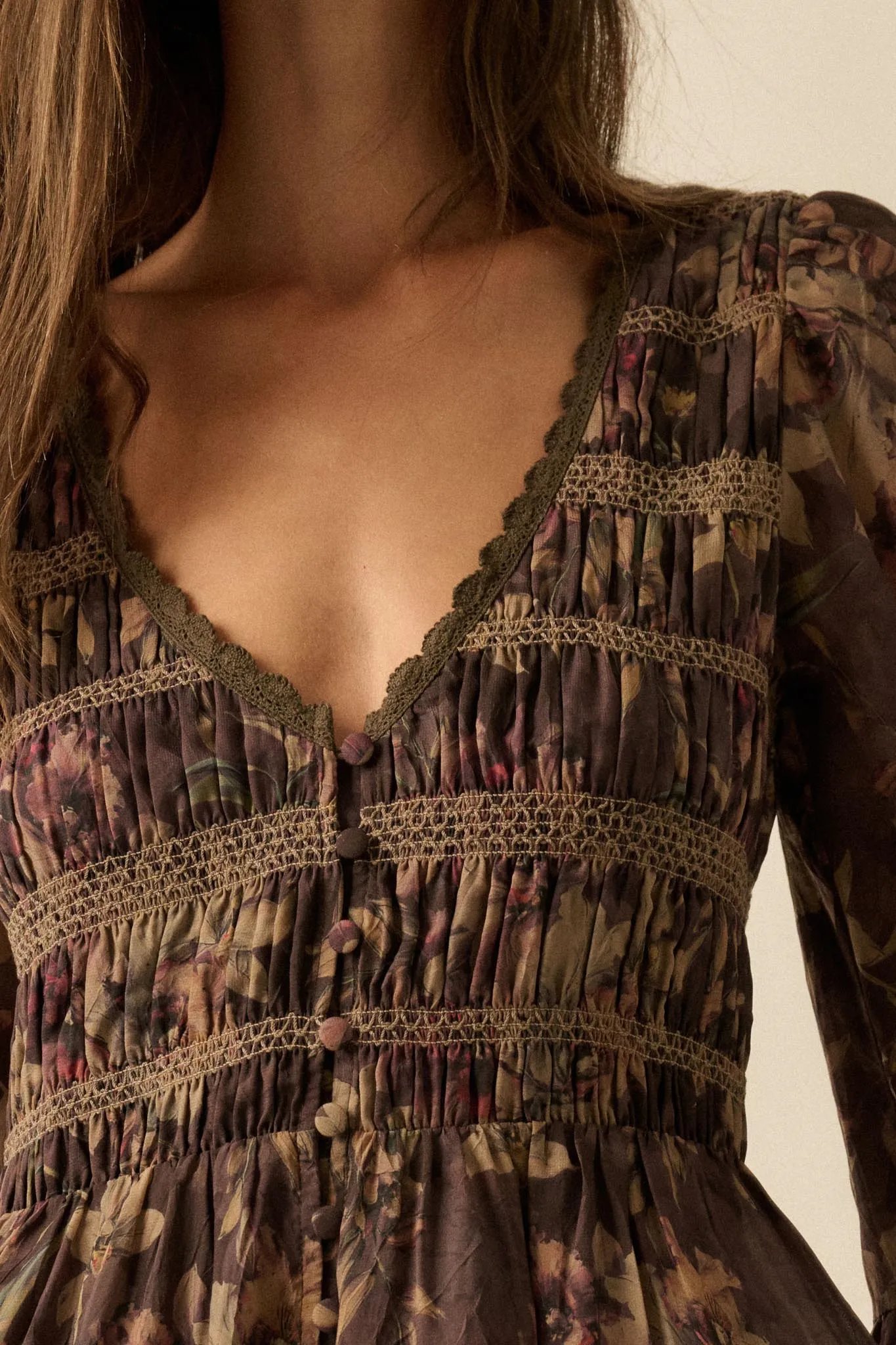 Boho Blossoms Floral Bell-Sleeve Midi Dress sold by Promesa product image thumbnail 5