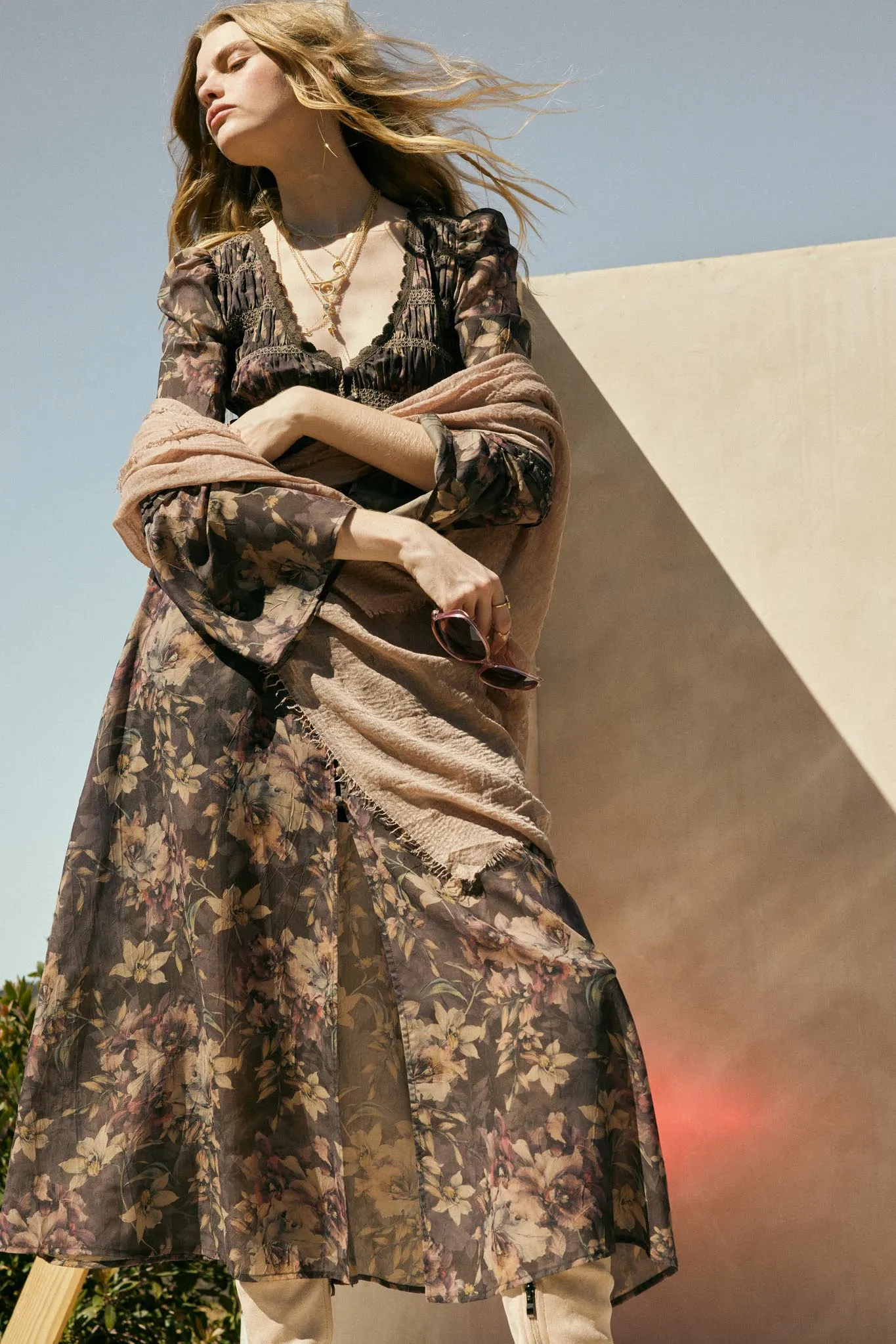 Boho Blossoms Floral Bell-Sleeve Midi Dress sold by Promesa product image thumbnail 3