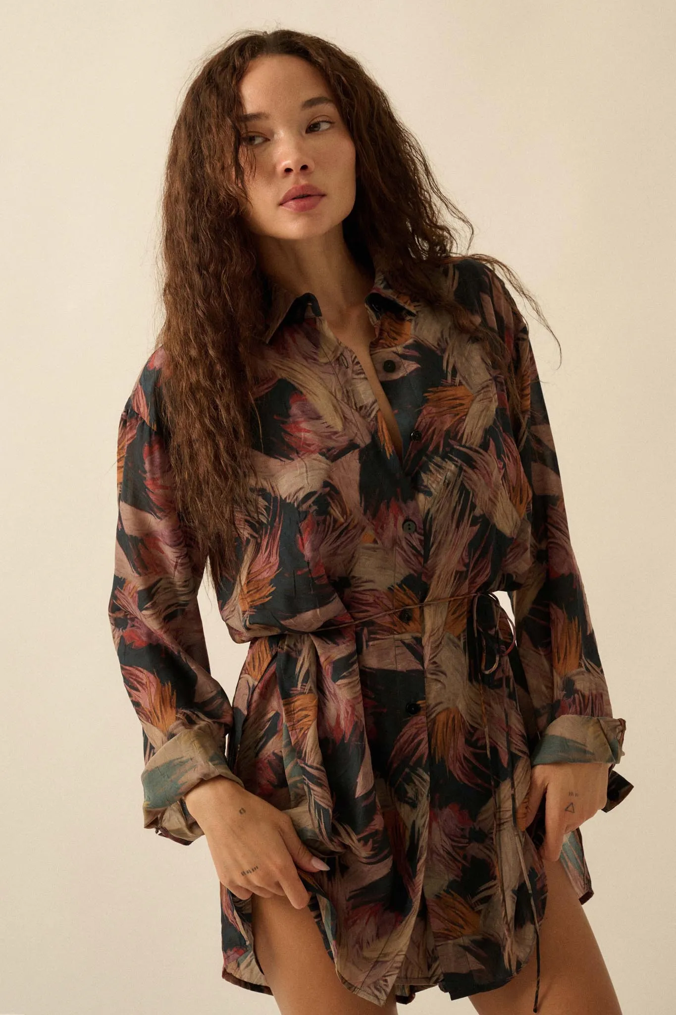 Dare to Imagine Abstract-Print Belted Shirt Romper sold by Promesa product image thumbnail 4