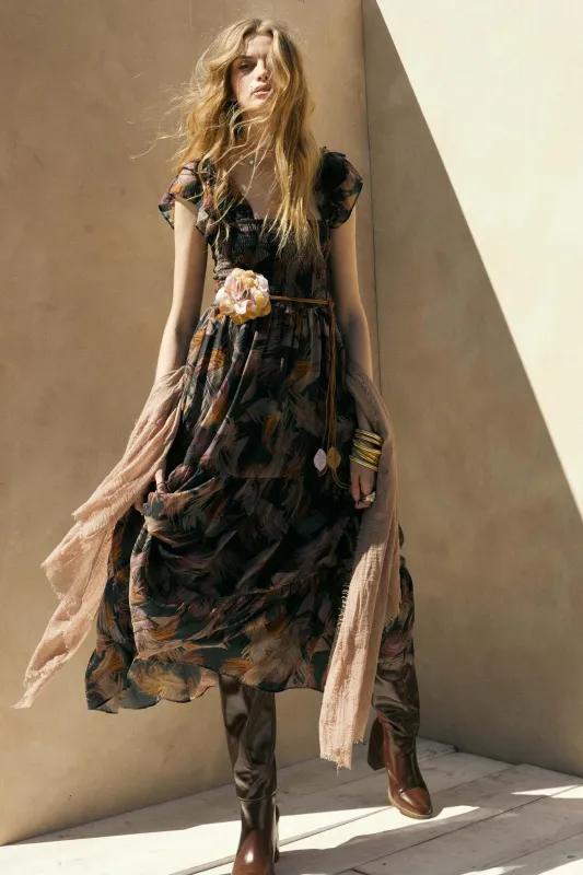 Imagine That Abstract-Print Tiered Midi Dress made by Promesa