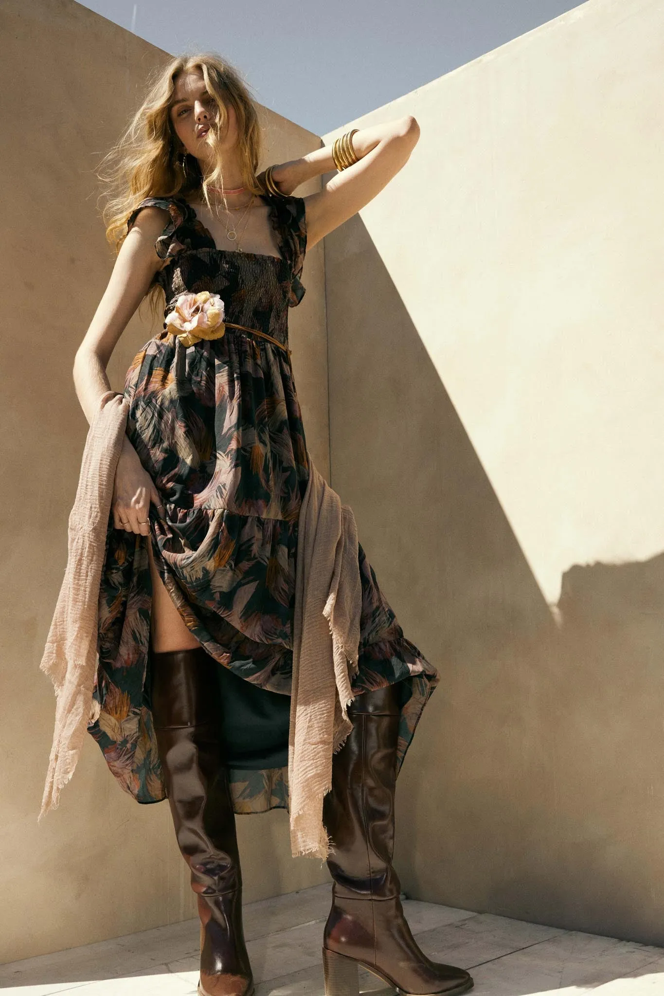 Imagine That Abstract-Print Tiered Midi Dress sold by Promesa product image thumbnail 3