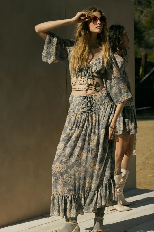 Well Beloved Floral Chiffon Drop-Waist Maxi Skirt sold by Promesa