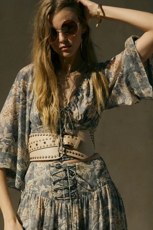 Dearest Love Floral Chiffon Cropped Peasant Top sold by Promesa