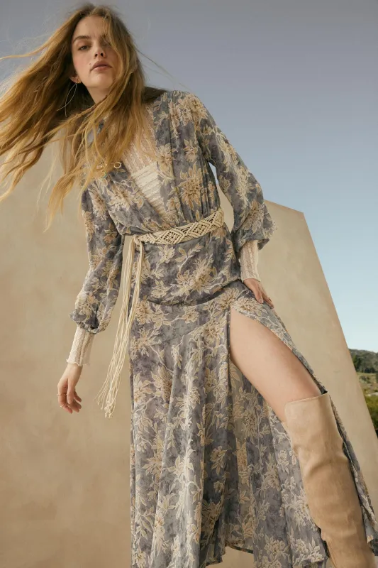 Treasured Beauty Floral Chiffon V-Neck Maxi Dress sold by Promesa