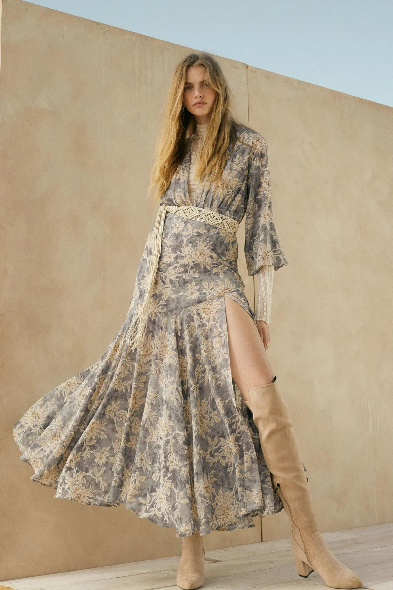 Treasured Beauty Floral Chiffon V-Neck Maxi Dress sold by Promesa product image thumbnail 2