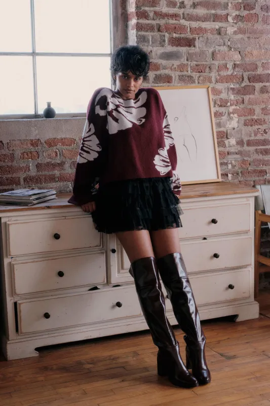 Dolled Up Lace and Mesh Tiered Ruffle Mini Skirt sold by Promesa