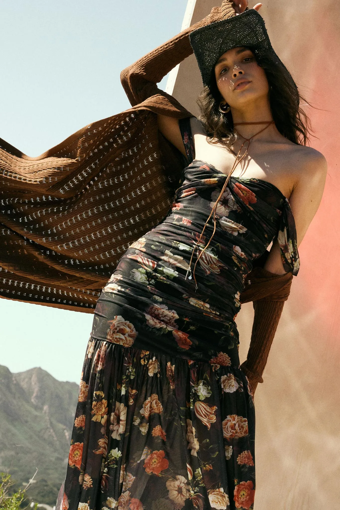 Nostalgic Beauty Floral Mesh Ruched Maxi Dress sold by Promesa product image thumbnail 2