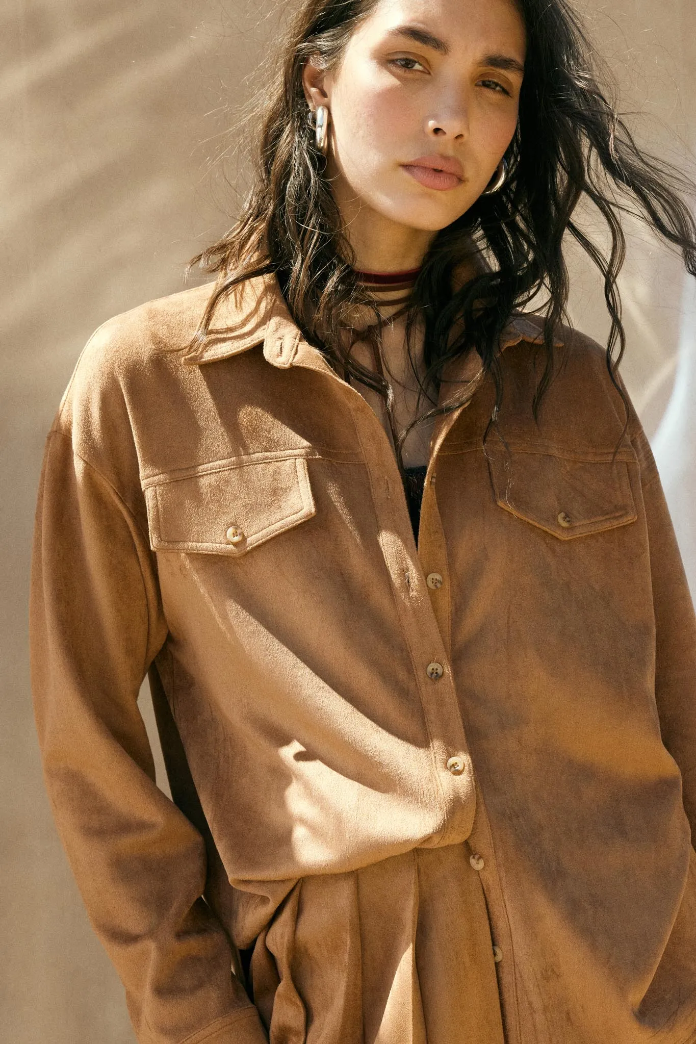 Soft Launch Vegan Suede Button-Up Shirt sold by Promesa