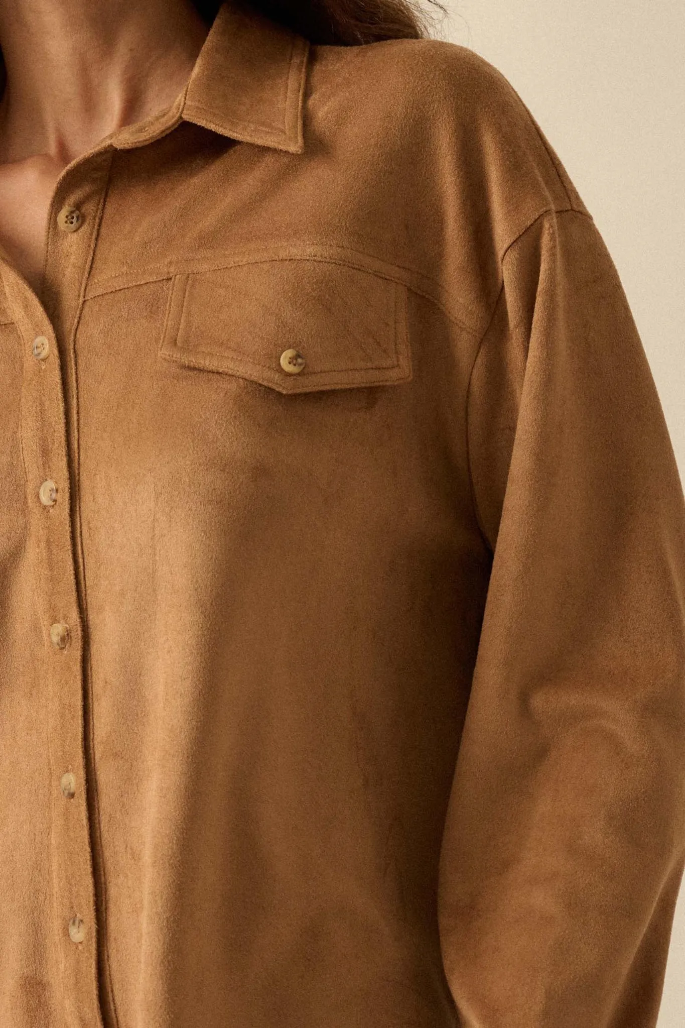 Soft Launch Vegan Suede Button-Up Shirt sold by Promesa product image thumbnail 5