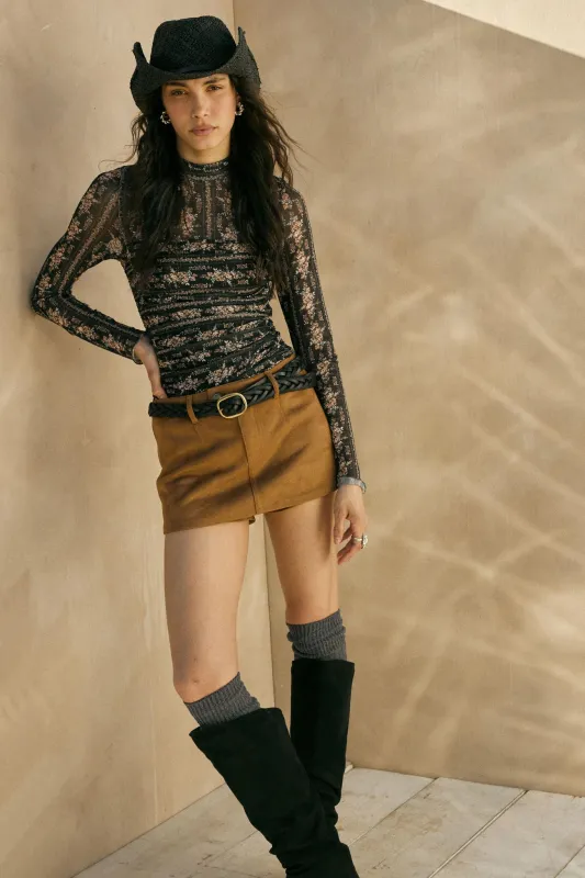 Soft Touch Vegan Suede Mini Skort sold by Promesa