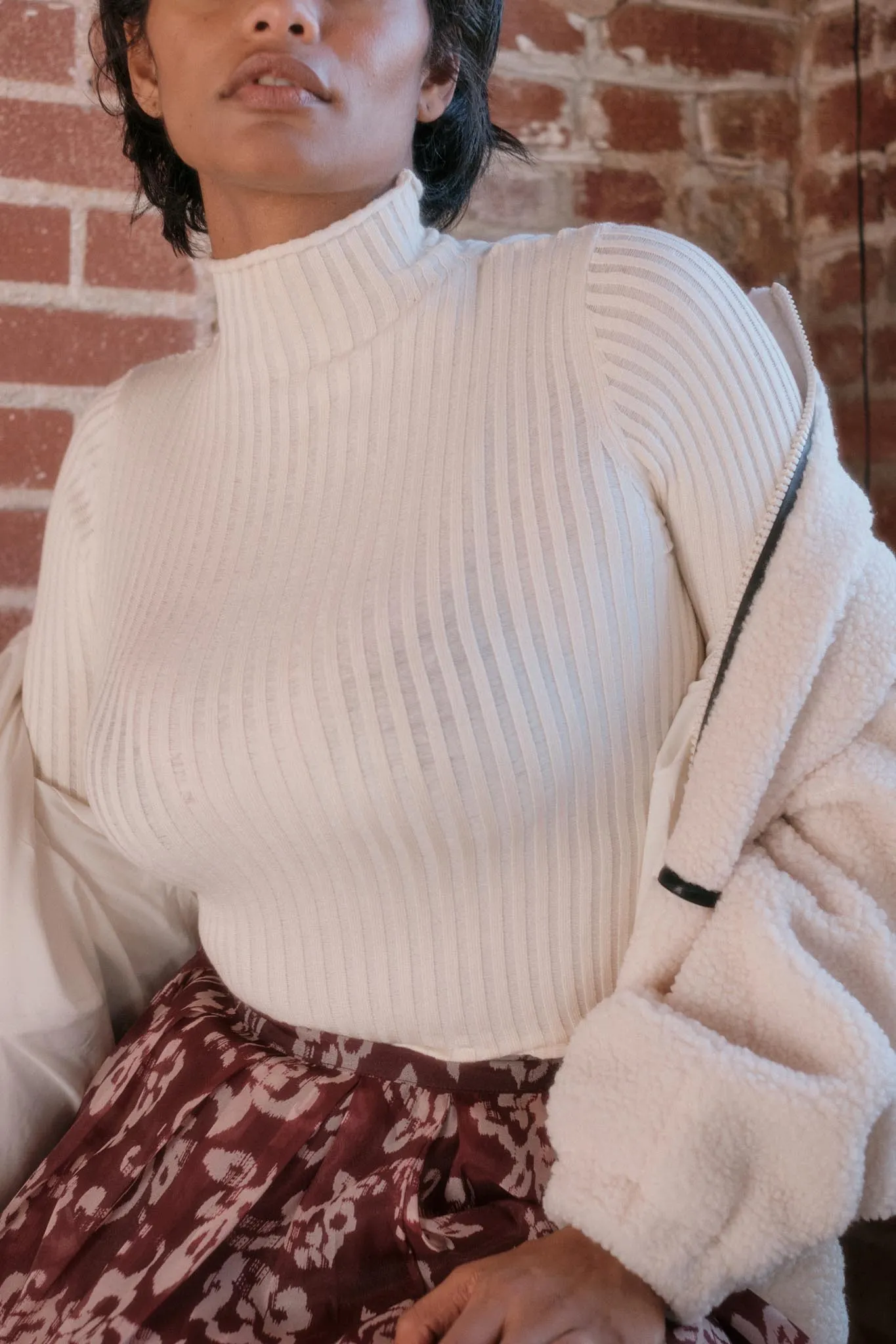 Finer Things Semi-Sheer Rib-Knit Mock-Neck Top sold by Promesa product image thumbnail 3