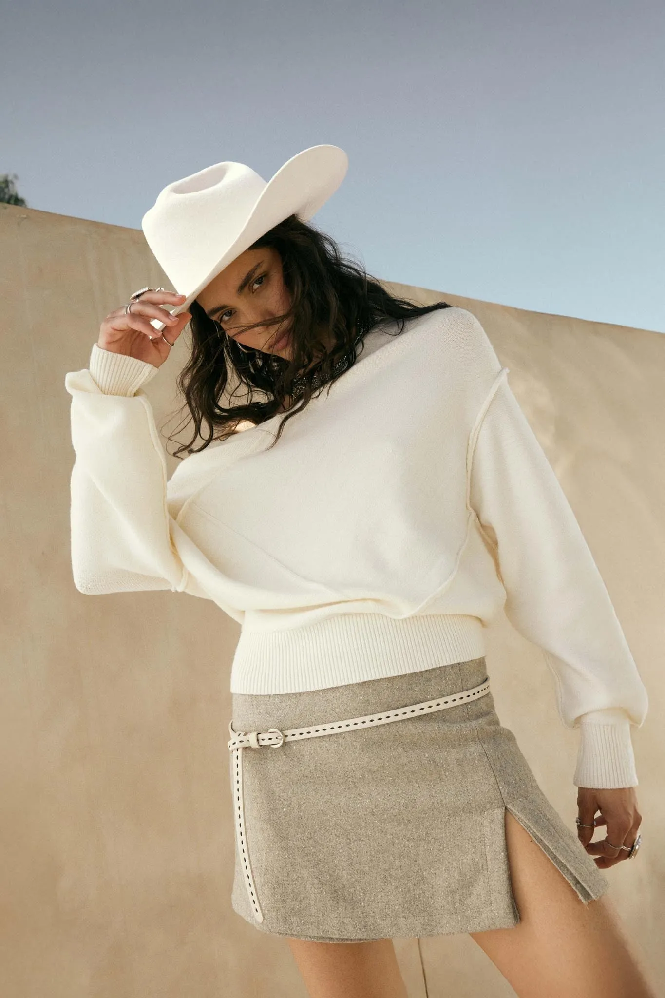 A Cute Angle Asymmetrical Exposed-Seam Sweater sold by Promesa product image thumbnail 3