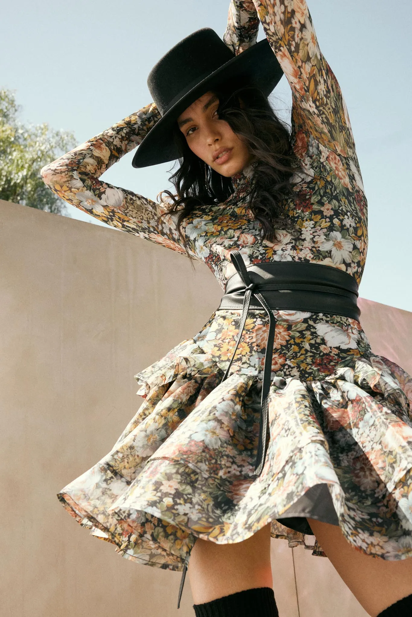 Fall Fantasia Floral Mesh and Organza Mini Dress sold by Promesa product image thumbnail 2