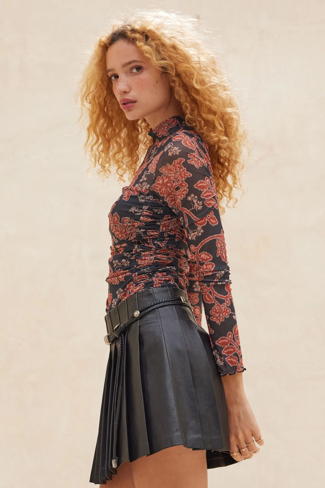 Baroque Blooms Floral Mesh Ruched Bodysuit sold by Promesa product image thumbnail 5