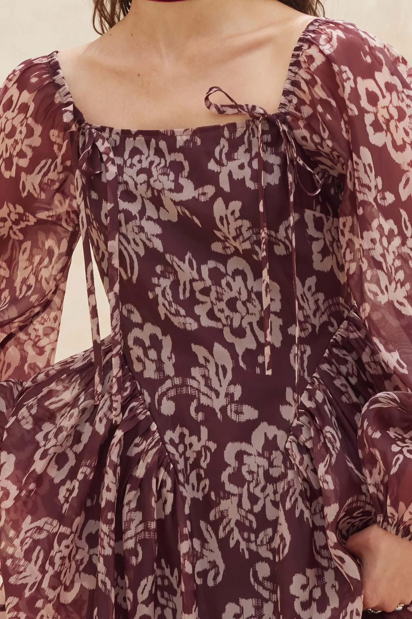 Flowering Grace Floral Organza Peplum Mini Dress sold by Promesa product image thumbnail 3