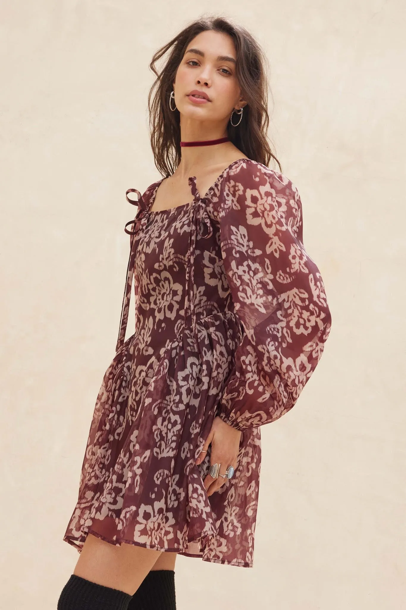 Flowering Grace Floral Organza Peplum Mini Dress sold by Promesa product image thumbnail 5