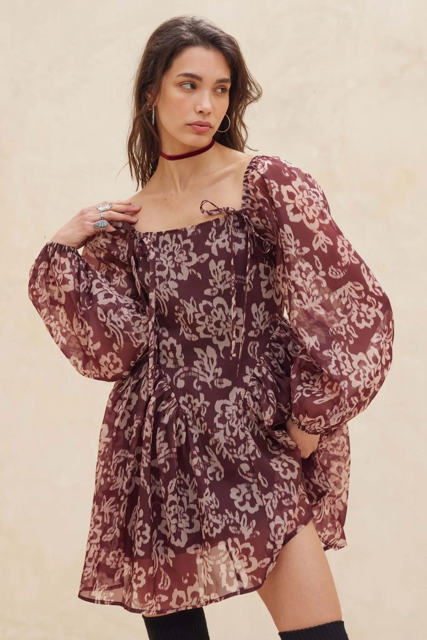 Flowering Grace Floral Organza Peplum Mini Dress sold by Promesa product image thumbnail 2
