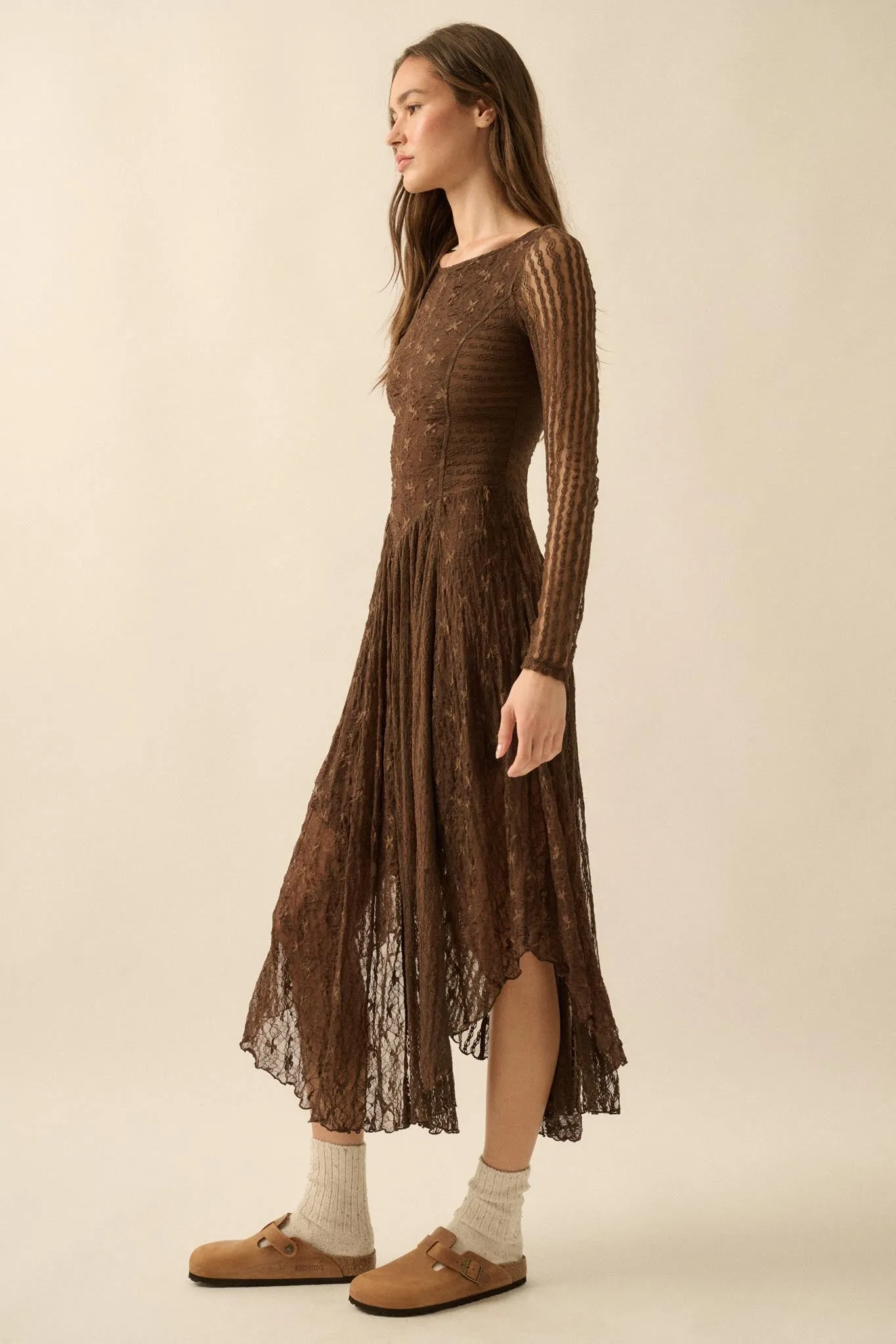Divine Beauty Paneled Lace Handkerchief Midi Dress sold by Promesa product image thumbnail 5
