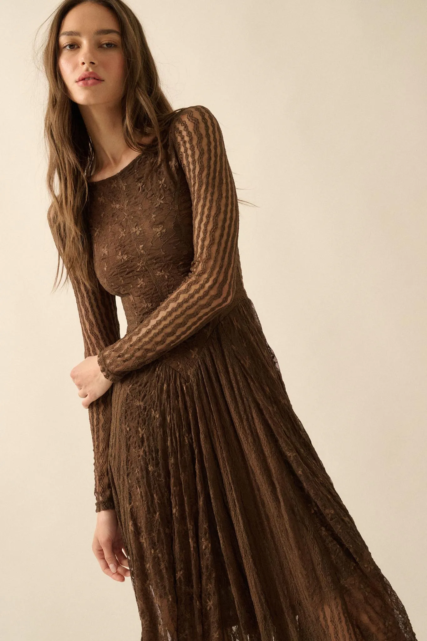 Divine Beauty Paneled Lace Handkerchief Midi Dress sold by Promesa product image thumbnail 2