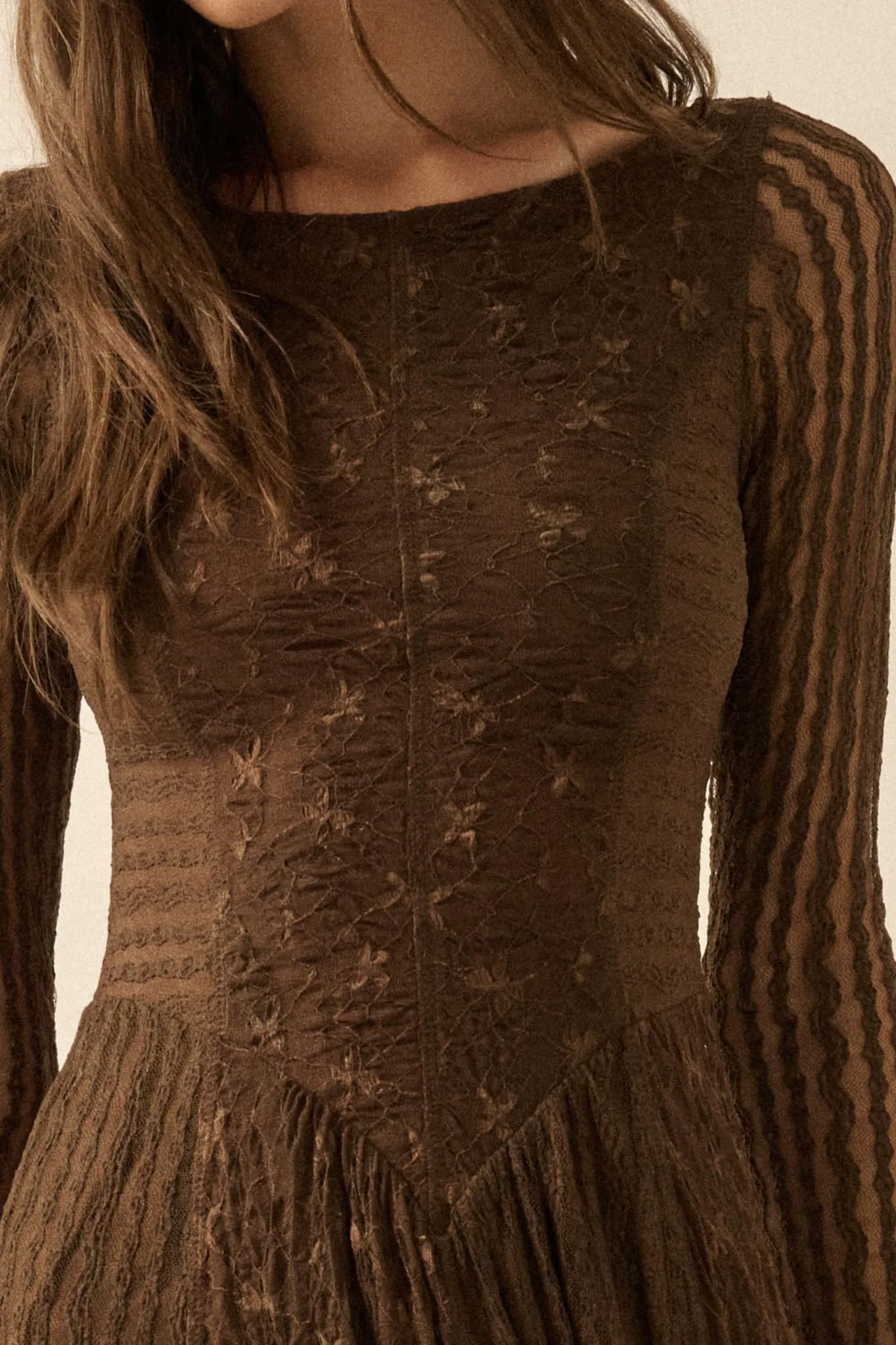Divine Beauty Paneled Lace Handkerchief Midi Dress sold by Promesa product image thumbnail 3