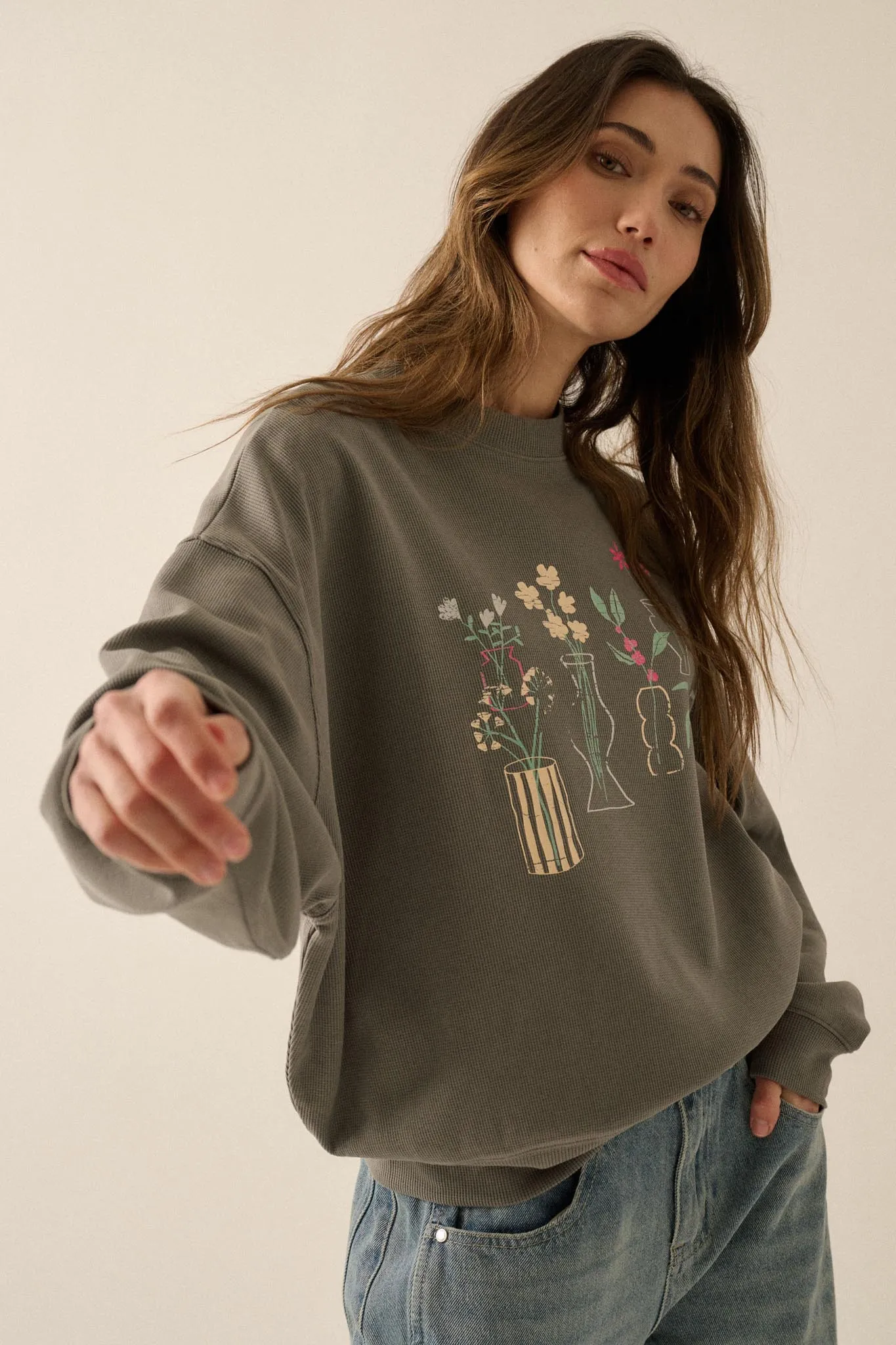 Floral Vases Vintage-Print Thermal Graphic Top sold by Promesa product image thumbnail 5