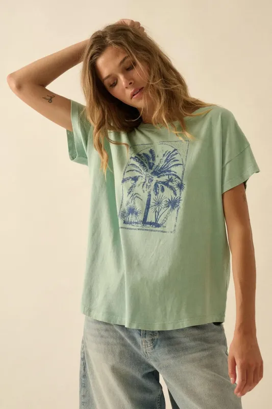 Palm Tree Party Vintage-Wash Graphic Tee sold by Promesa