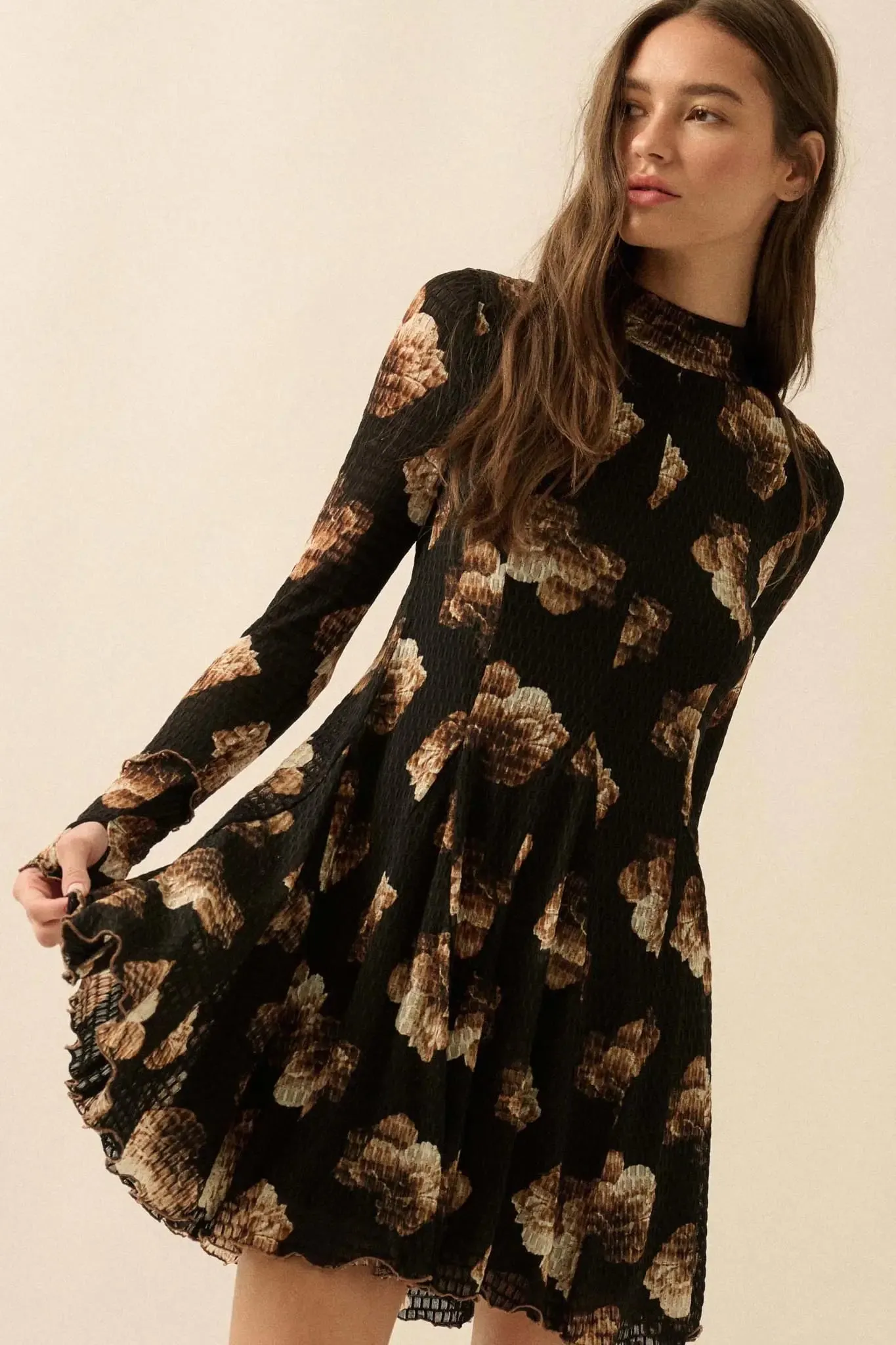 Sweet Bouquet Floral Honeycomb Mesh Mini Dress sold by Promesa