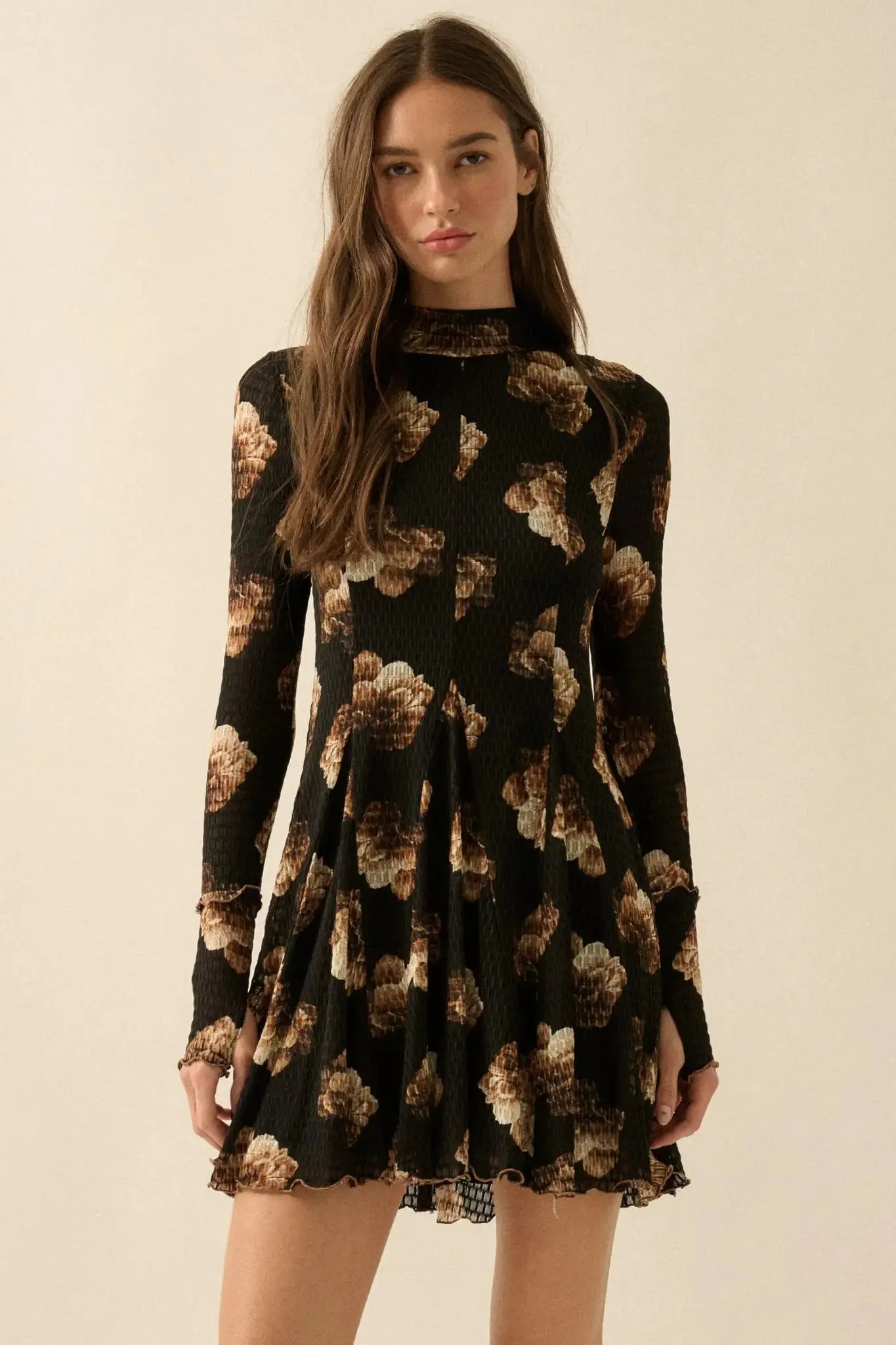 Sweet Bouquet Floral Honeycomb Mesh Mini Dress sold by Promesa product image thumbnail 3