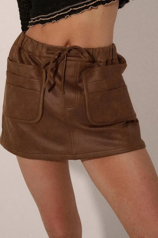 Carry the Day Vegan Leather Cargo Mini Skort sold by Promesa