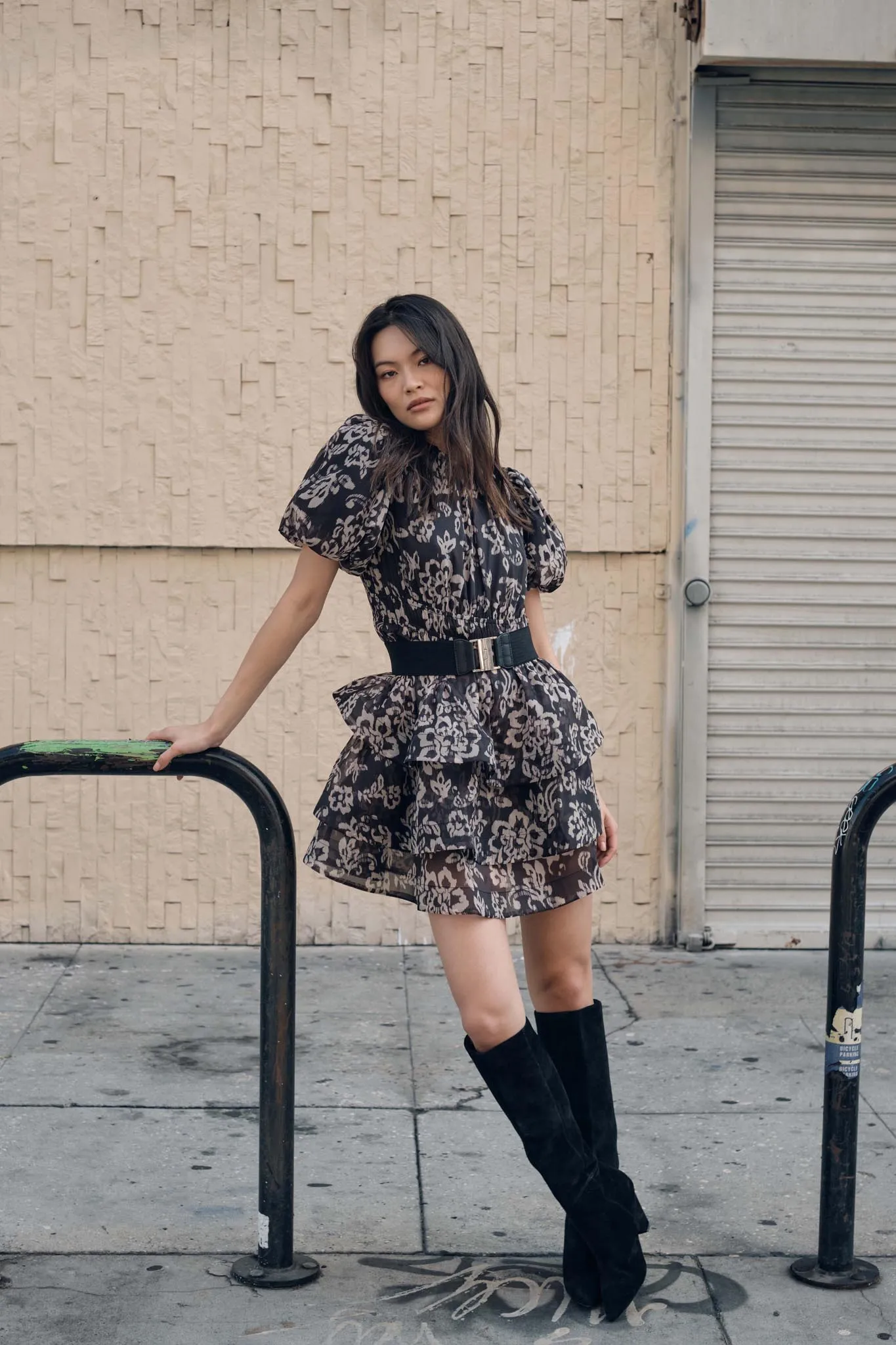 Graceful Blooms Floral Organza Tiered Mini Dress sold by Promesa product image thumbnail 2