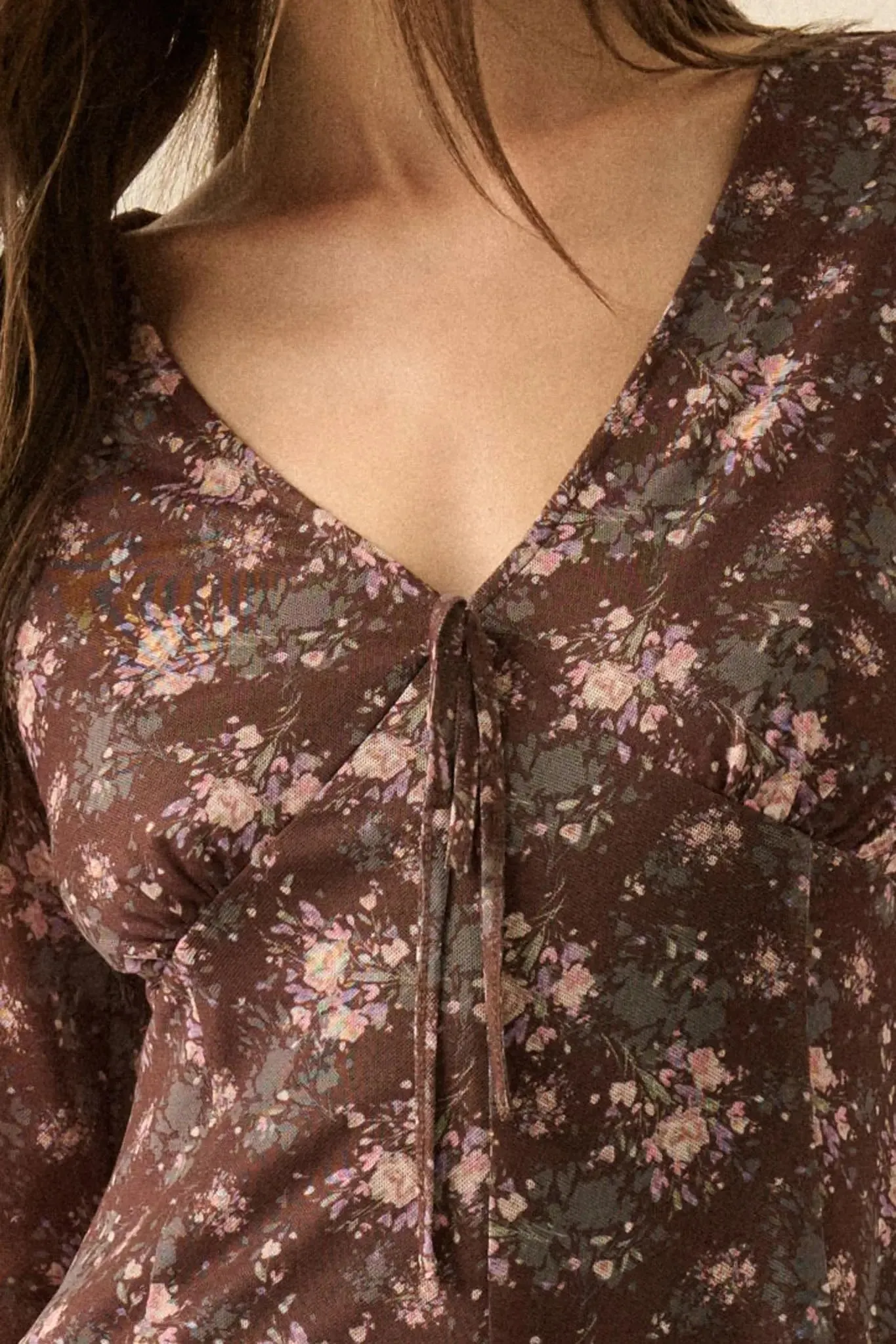 Flowering Fields Floral-Print Mesh V-Neck Romper sold by Promesa product image thumbnail 4