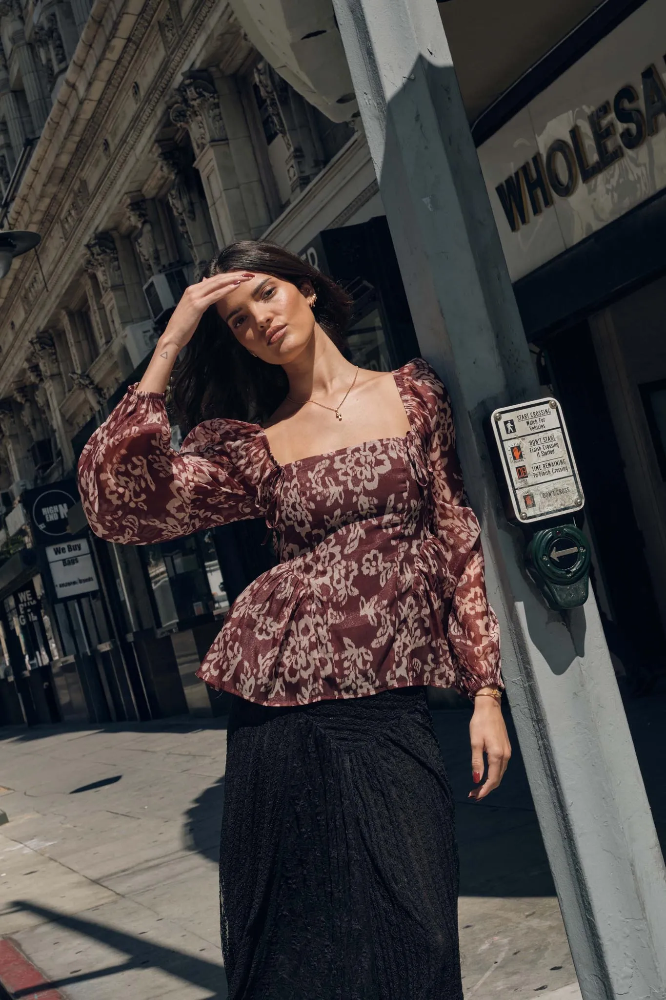 Bloom with Grace Floral Organza Peplum Peasant Top sold by Promesa product image thumbnail 2