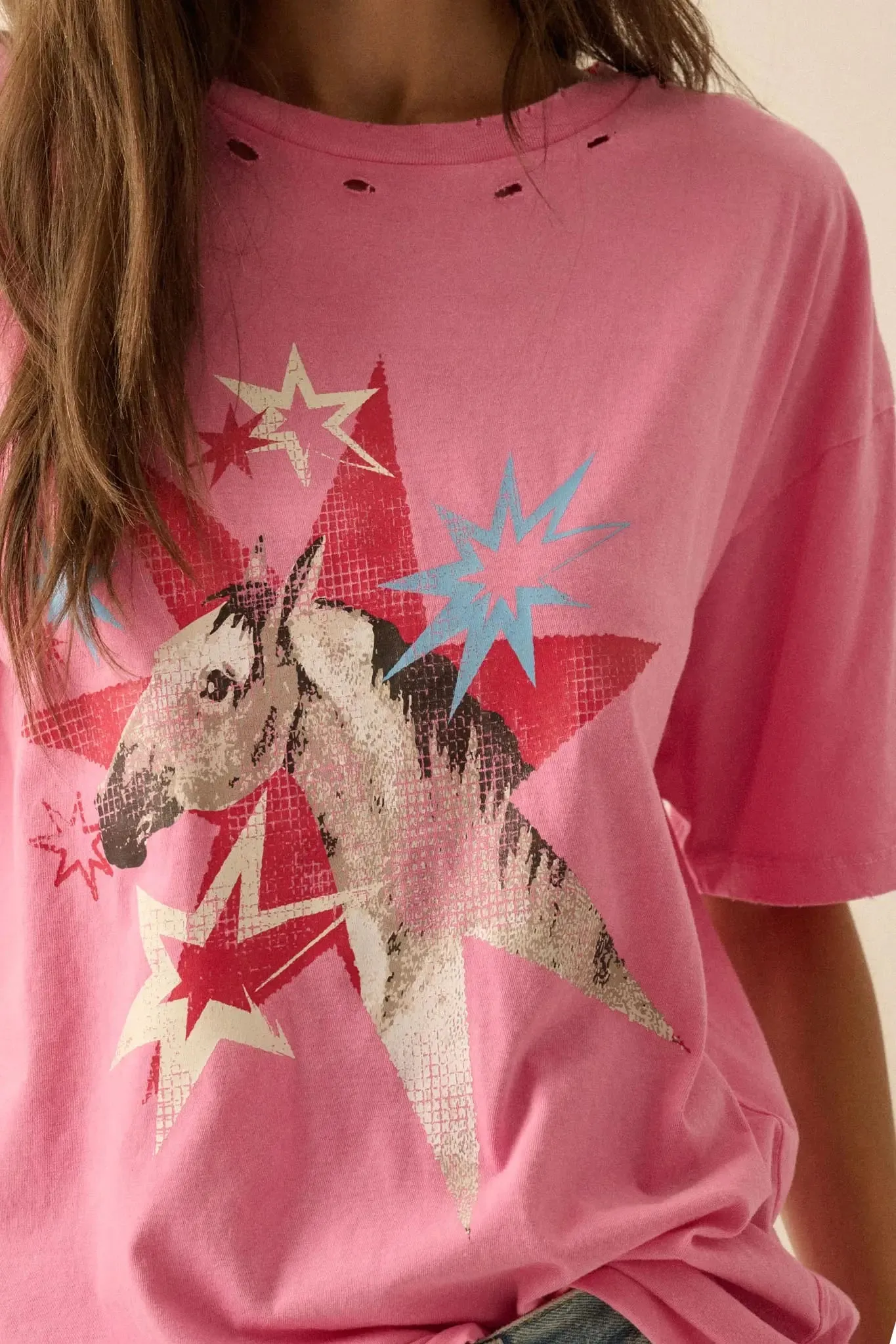 Star Horse Distressed Oversize Graphic Tee sold by Promesa product image thumbnail 2