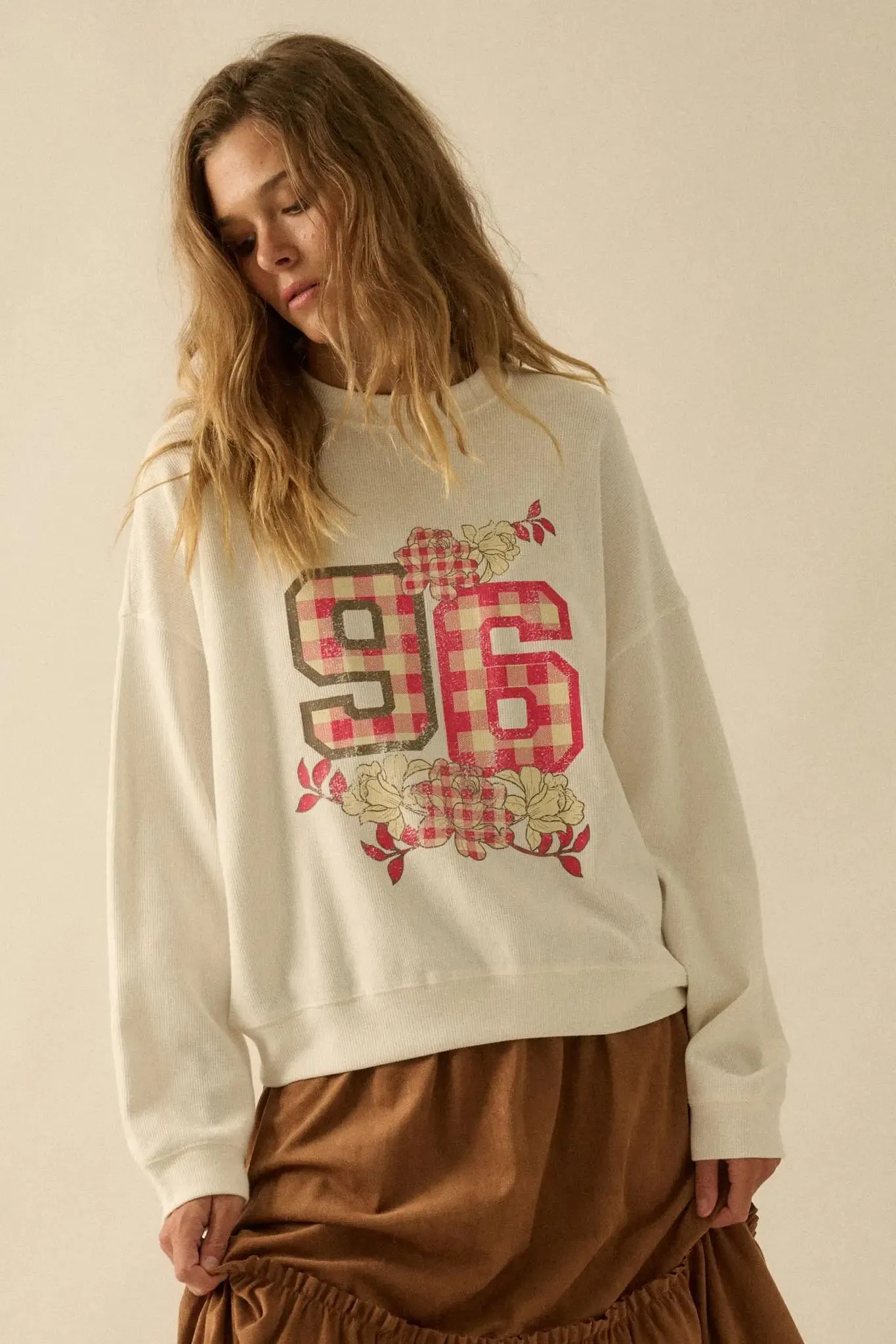 96 Vintage-Print Oversize Thermal Graphic Top sold by Promesa