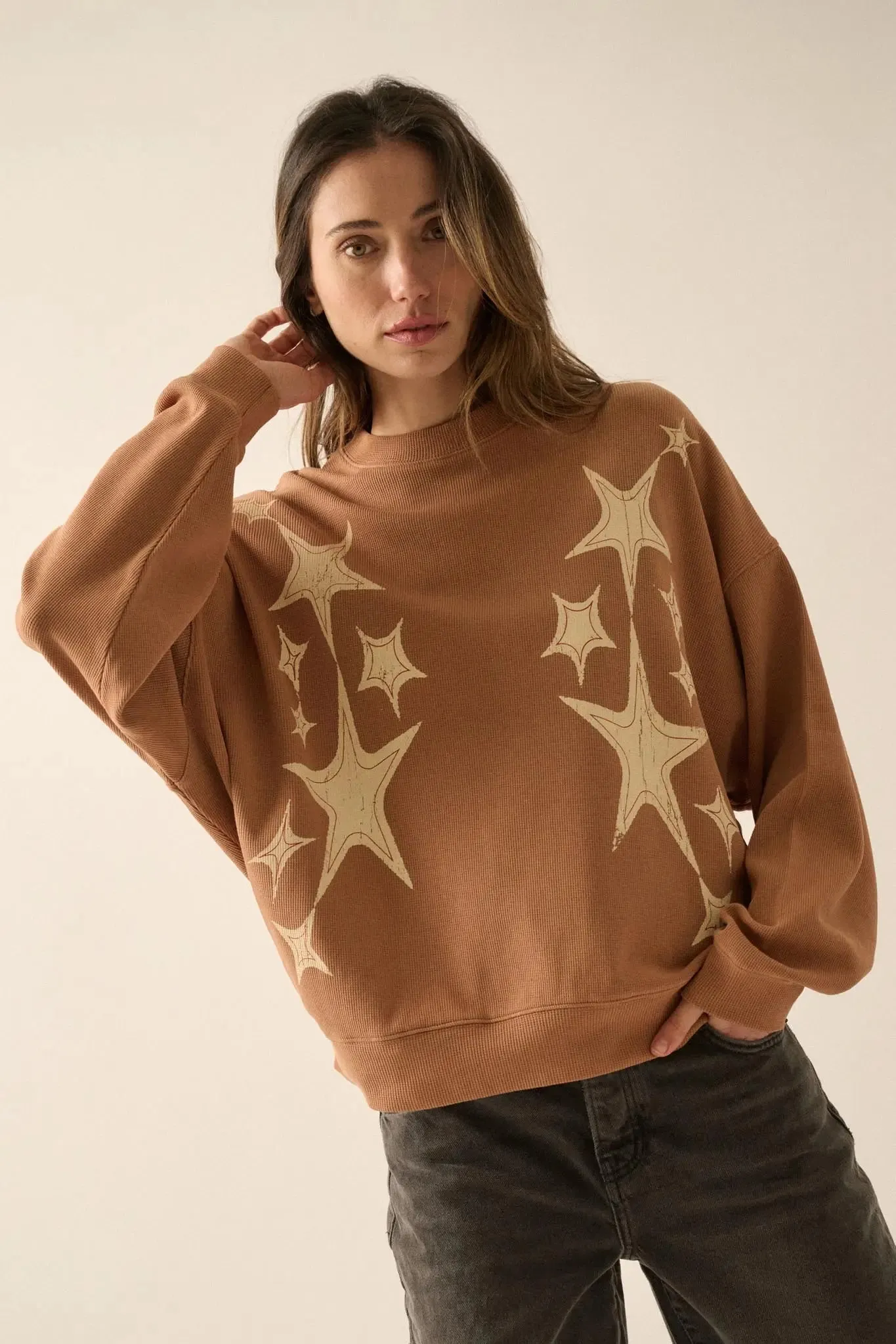 Stars Align Vintage-Print Thermal Graphic Top sold by Promesa product image thumbnail 4