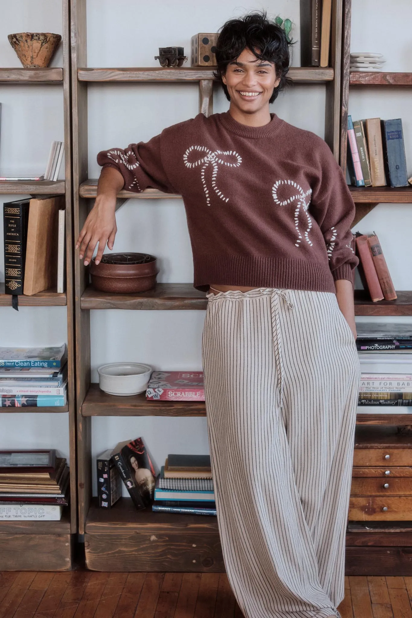 All Lined Up Pinstripe Wide-Leg Drawstring Pants sold by Promesa product image thumbnail 3