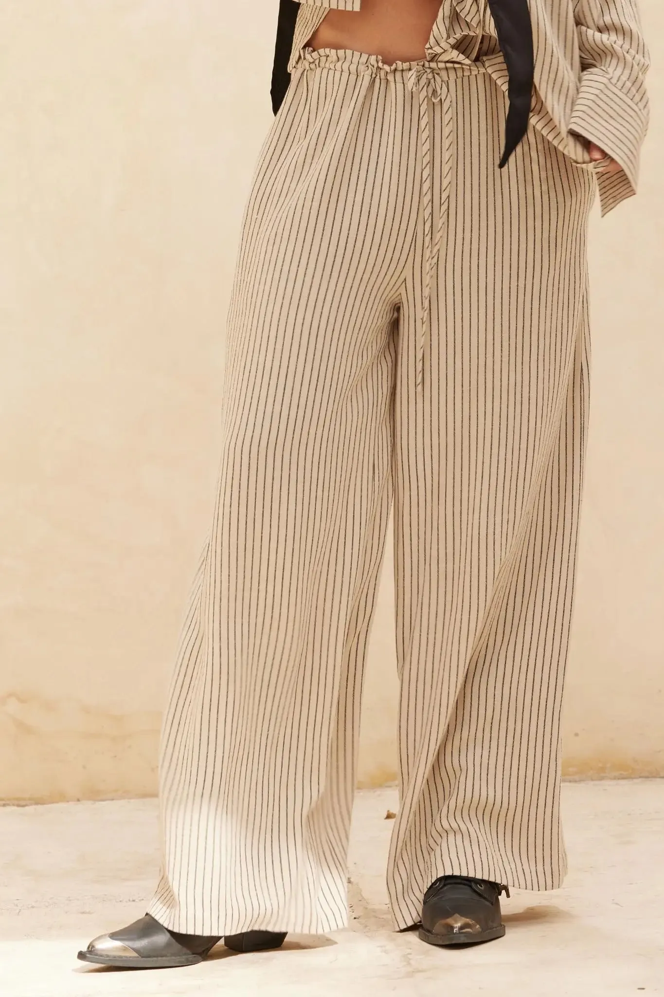 All Lined Up Pinstripe Wide-Leg Drawstring Pants sold by Promesa product image thumbnail 5