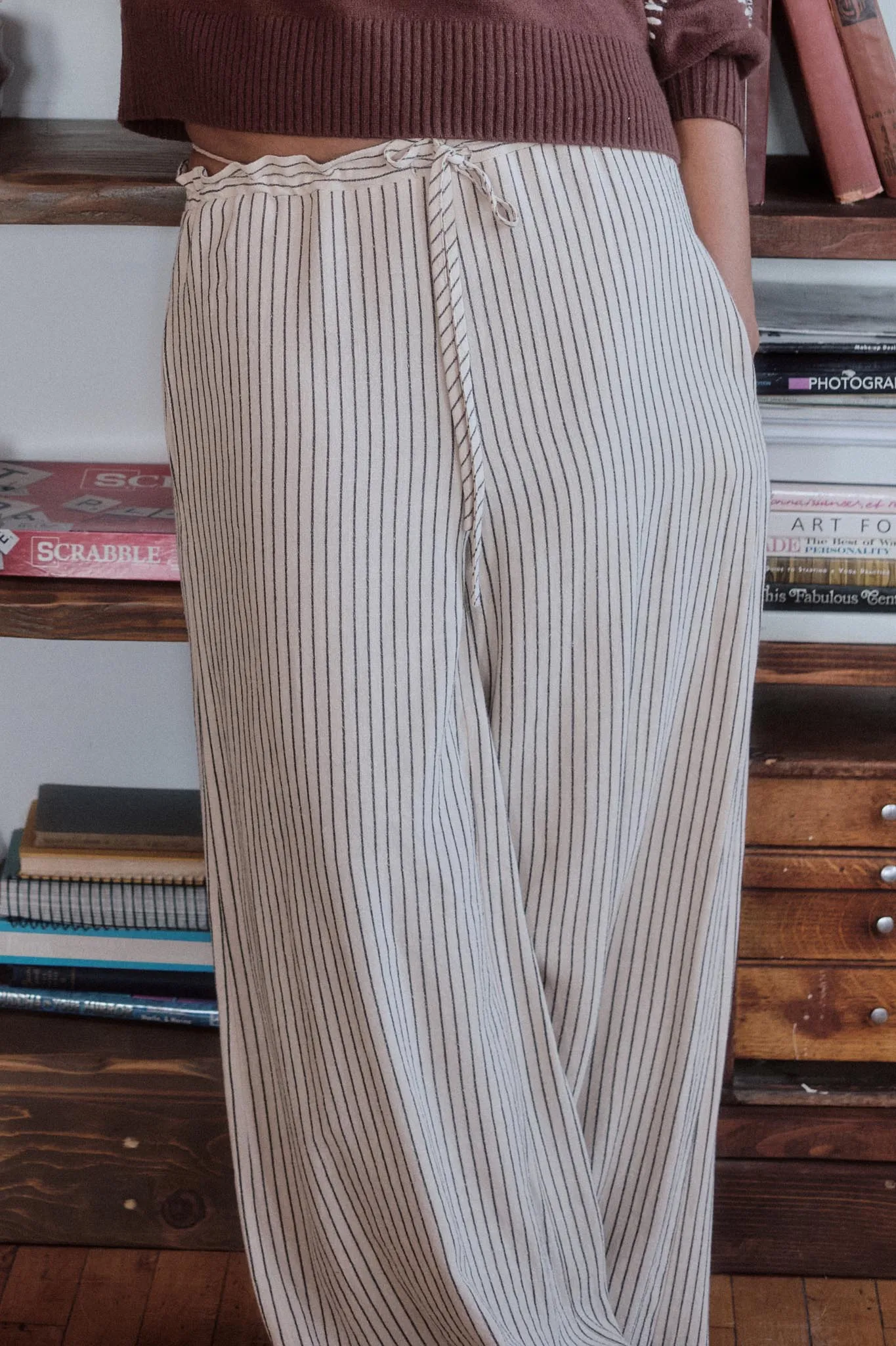 All Lined Up Pinstripe Wide-Leg Drawstring Pants sold by Promesa product image thumbnail 2
