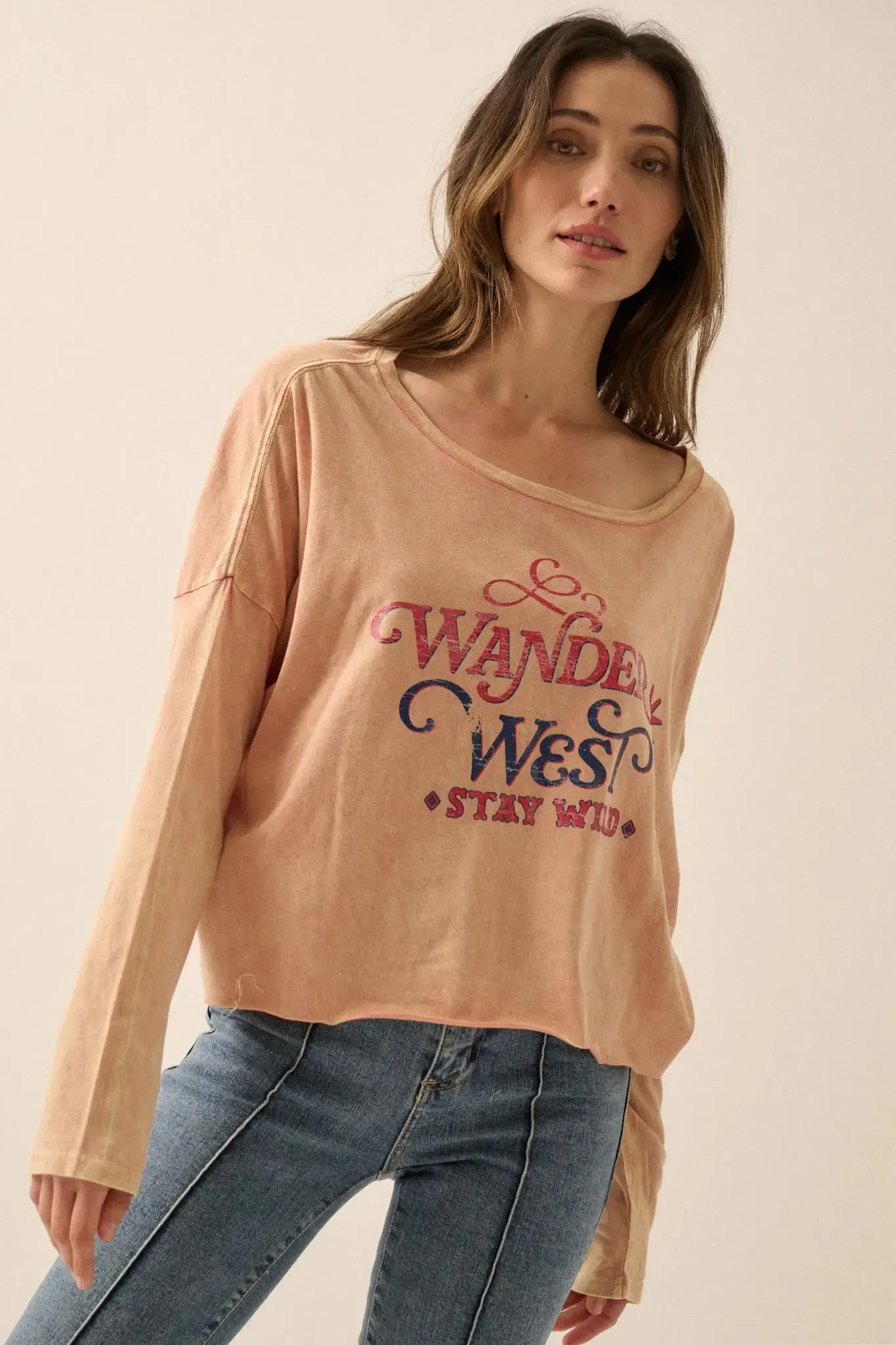 Wander West Cropped Long-Sleeve Graphic Tee sold by Promesa product image thumbnail 5