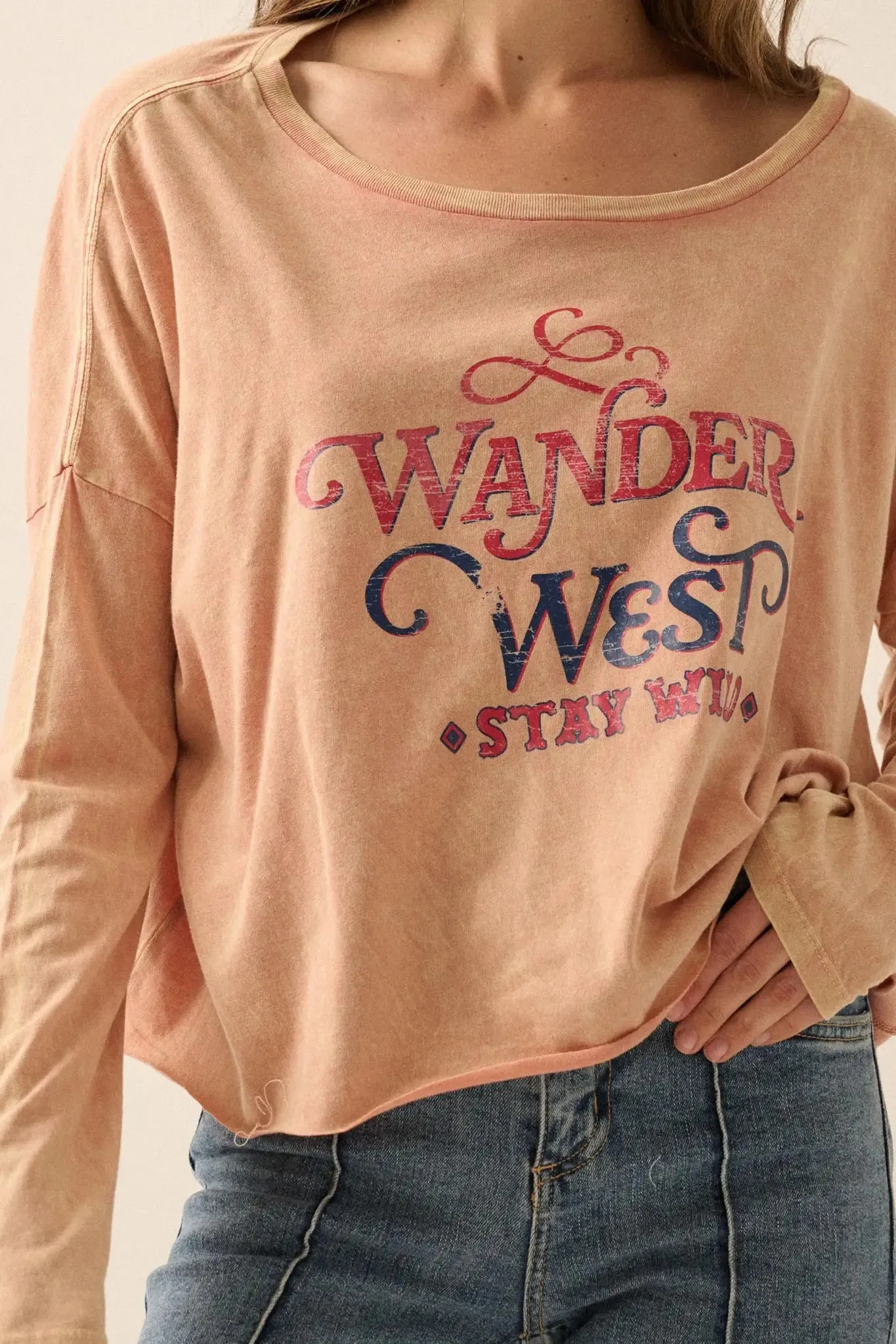 Wander West Cropped Long-Sleeve Graphic Tee sold by Promesa product image thumbnail 2