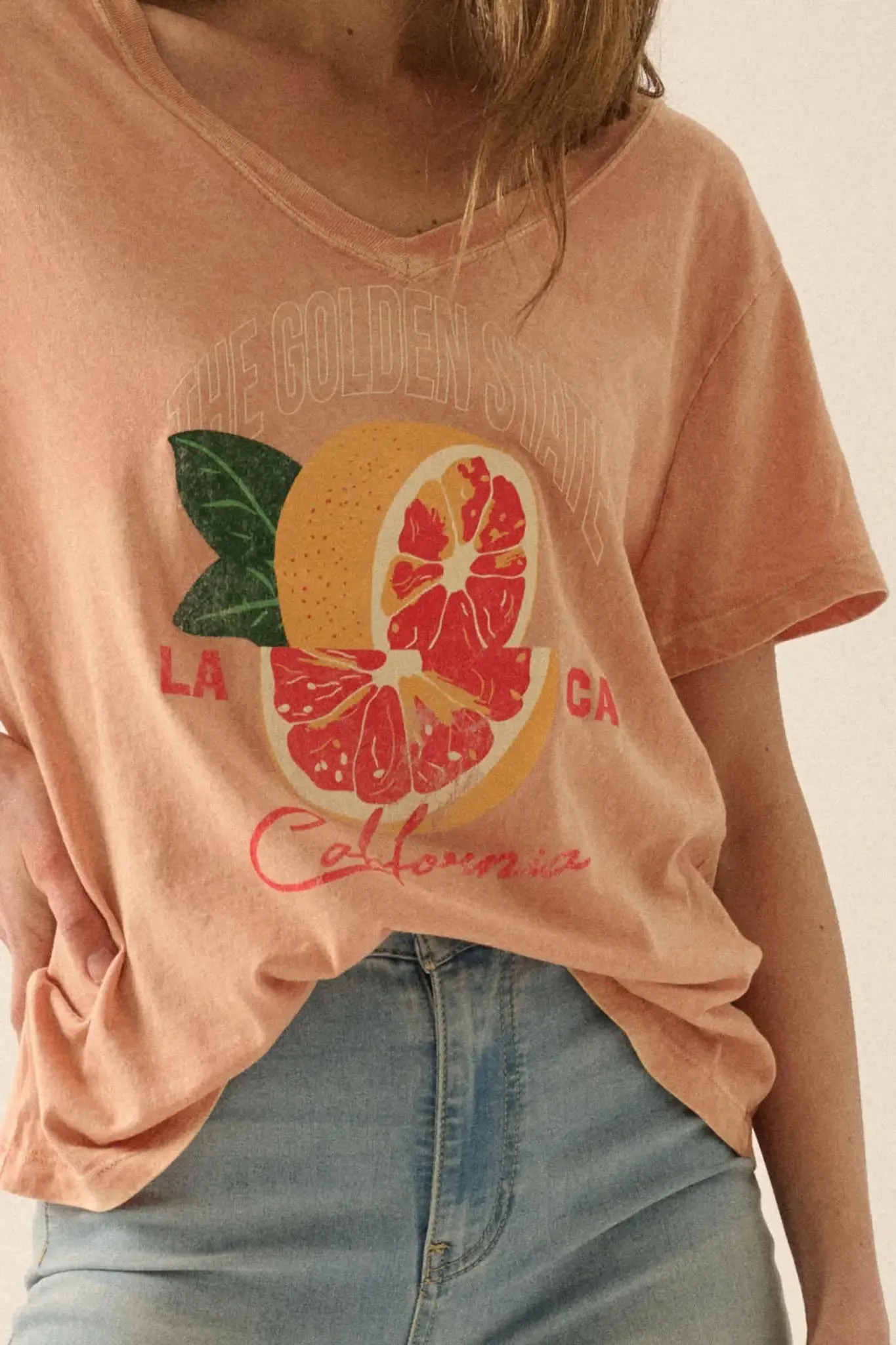 Golden State Grapefruit V-Neck Graphic Tee sold by Promesa product image thumbnail 2