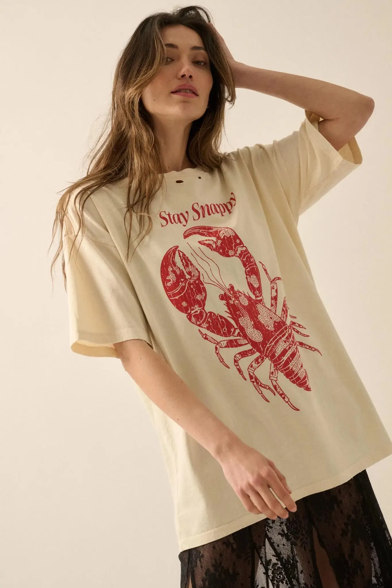 Stay Snappy Distressed Lobster Graphic Tee sold by Promesa product image thumbnail 3