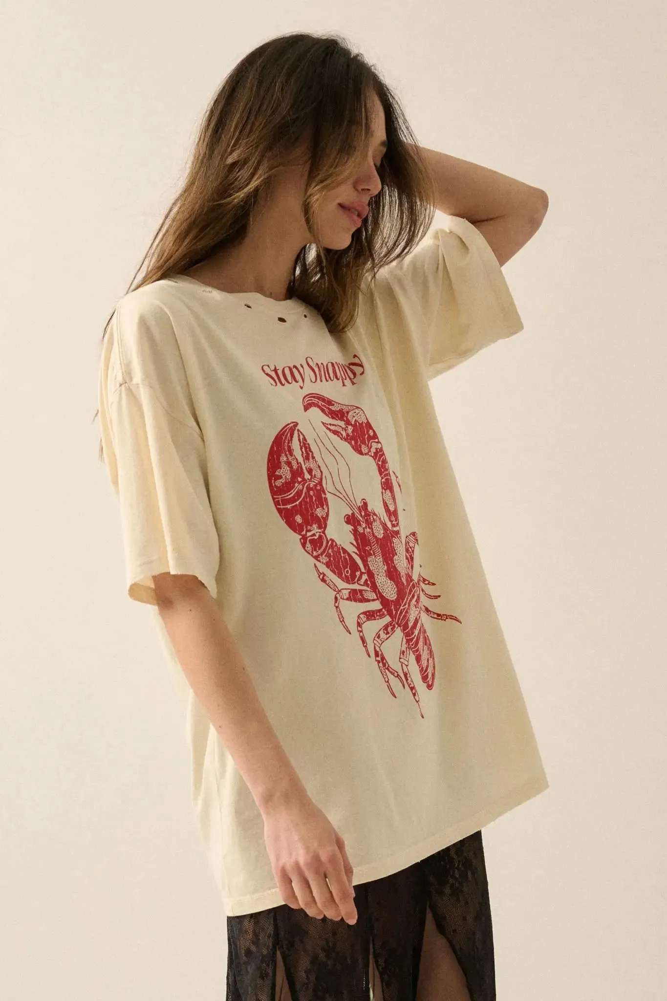 Stay Snappy Distressed Lobster Graphic Tee sold by Promesa product image thumbnail 5