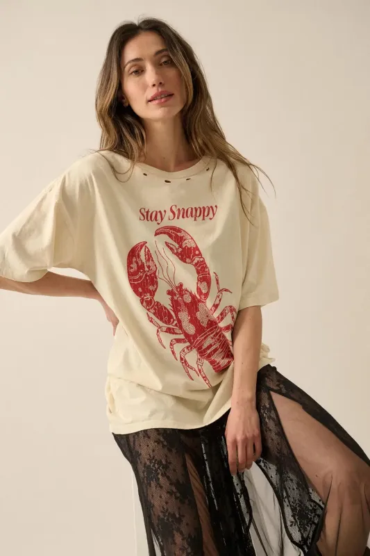 Stay Snappy Distressed Lobster Graphic Tee sold by Promesa