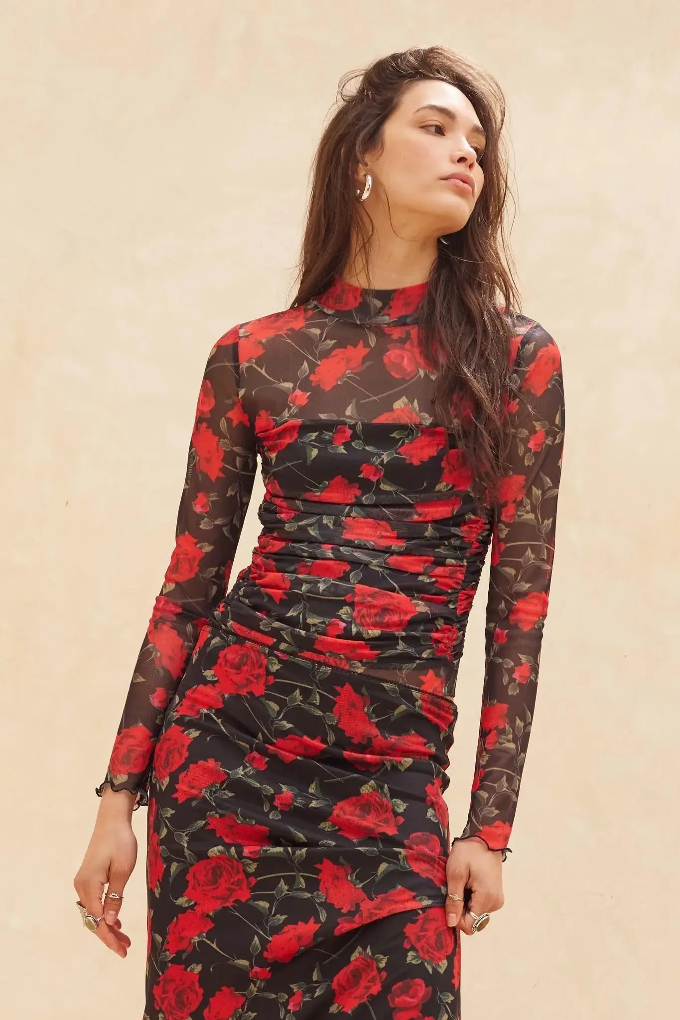 Blooming Love Ruched Floral Mesh Bodysuit sold by Promesa product image thumbnail 4