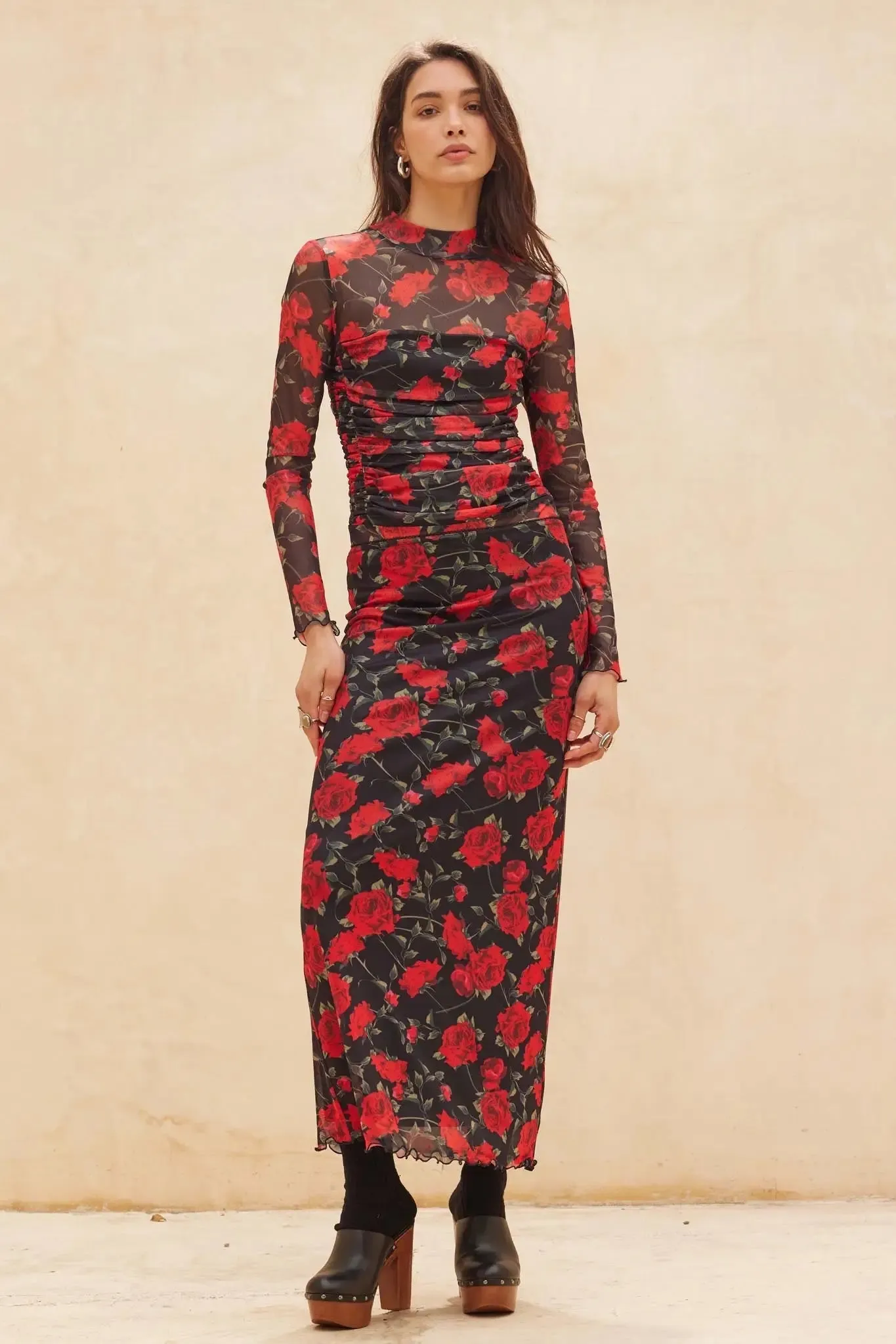 Blooming Love Ruched Floral Mesh Bodysuit sold by Promesa product image thumbnail 3