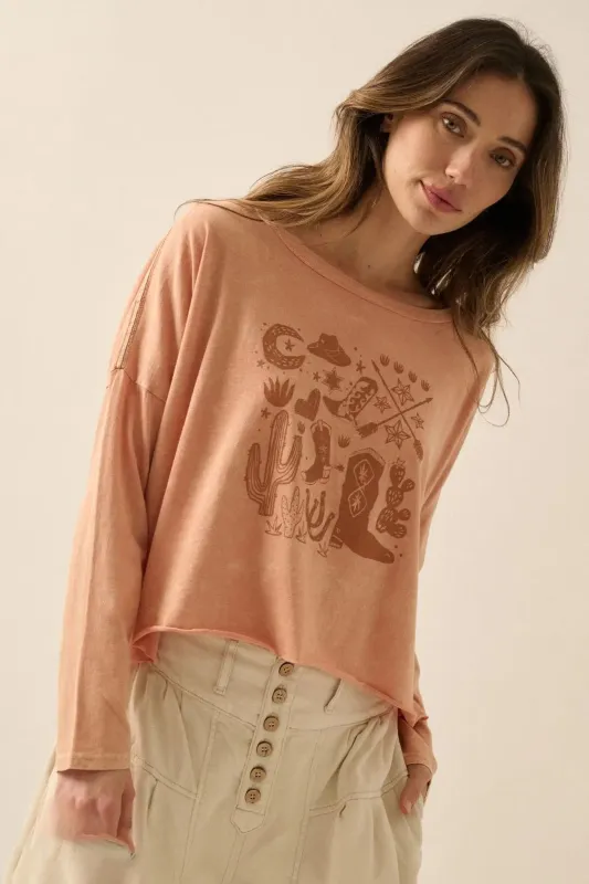 Western Spirit Cropped Long-Sleeve Graphic Tee sold by Promesa